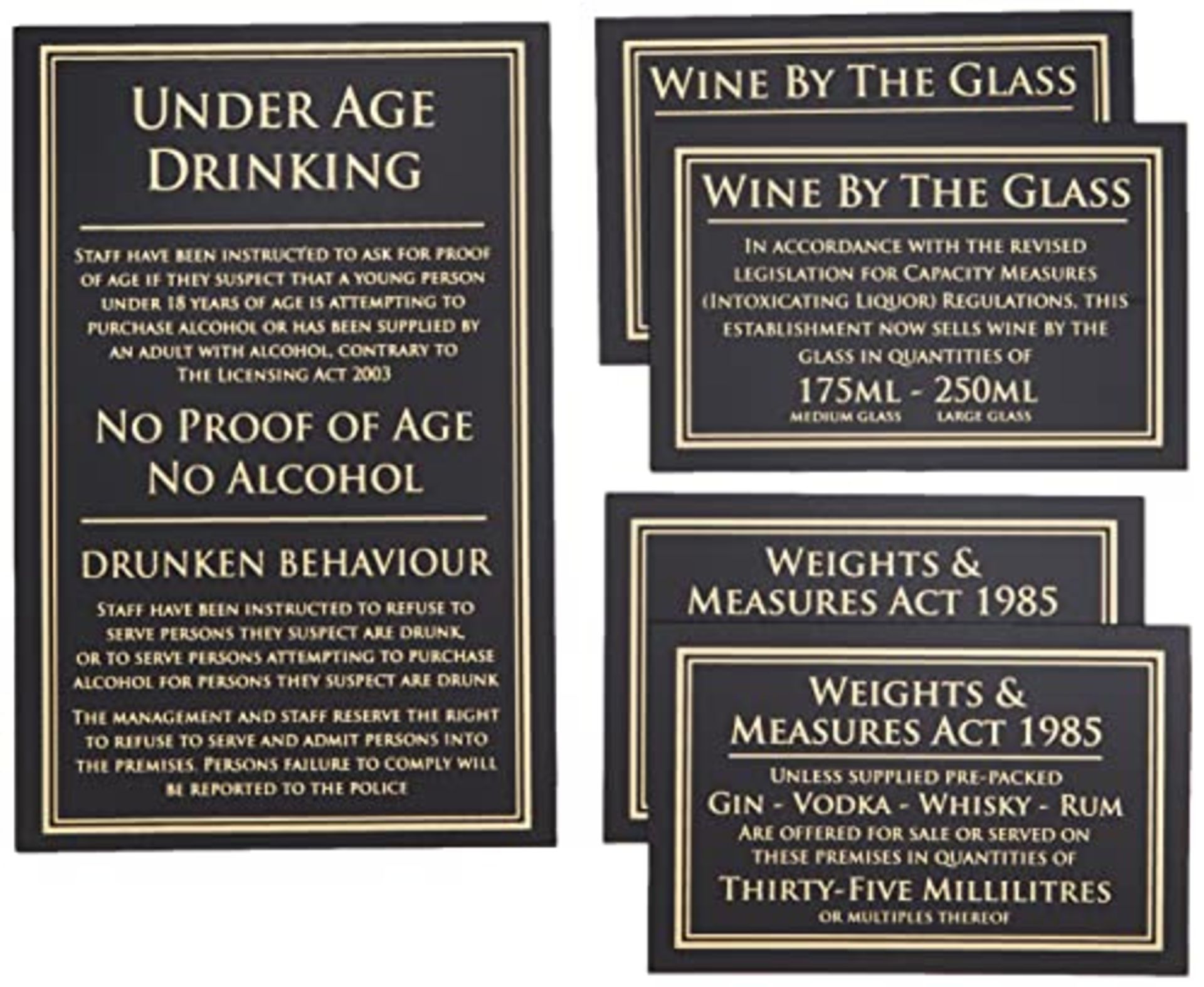 mileta signs drinkstuff Pub Laws Sign Set with Weights & Measures Act Signs | UK Licen