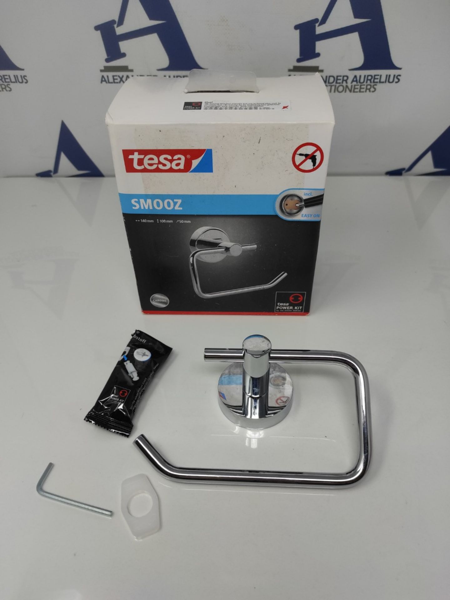 tesa SMOOZ Toilet Paper Holder - No Drill Chrome Plated Metal Toilet Roll Holder witho - Image 2 of 2