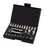 SATA ST09131SJ 25-Piece 1/4-Inch Drive 6-Point Metric/SAE Pass-Thru Socket Set, Polish