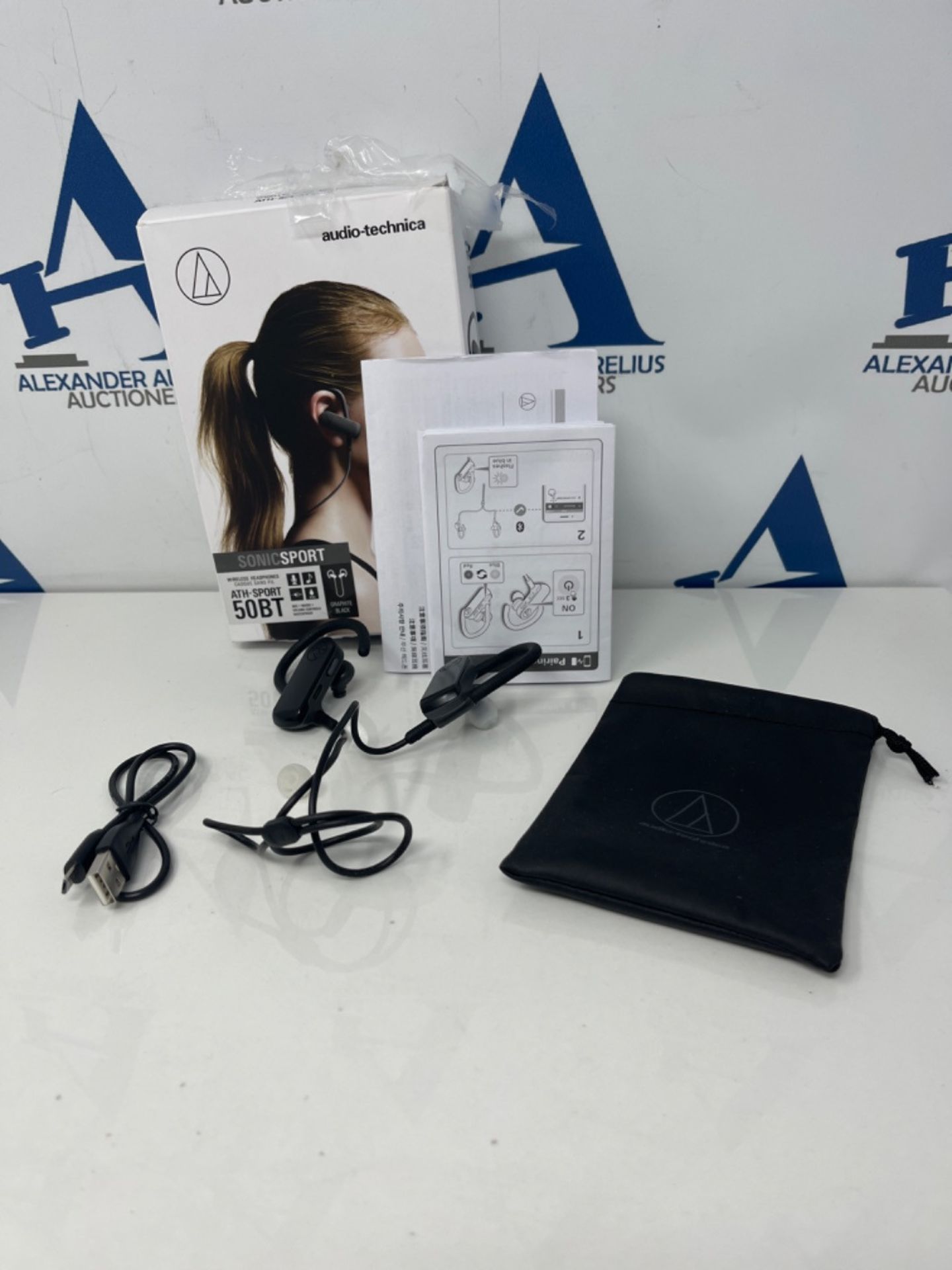 Audio-Technica ATH-SPORT50BTBK Wireless Bluetooth connection Earbuds Headphones Black - Image 2 of 3