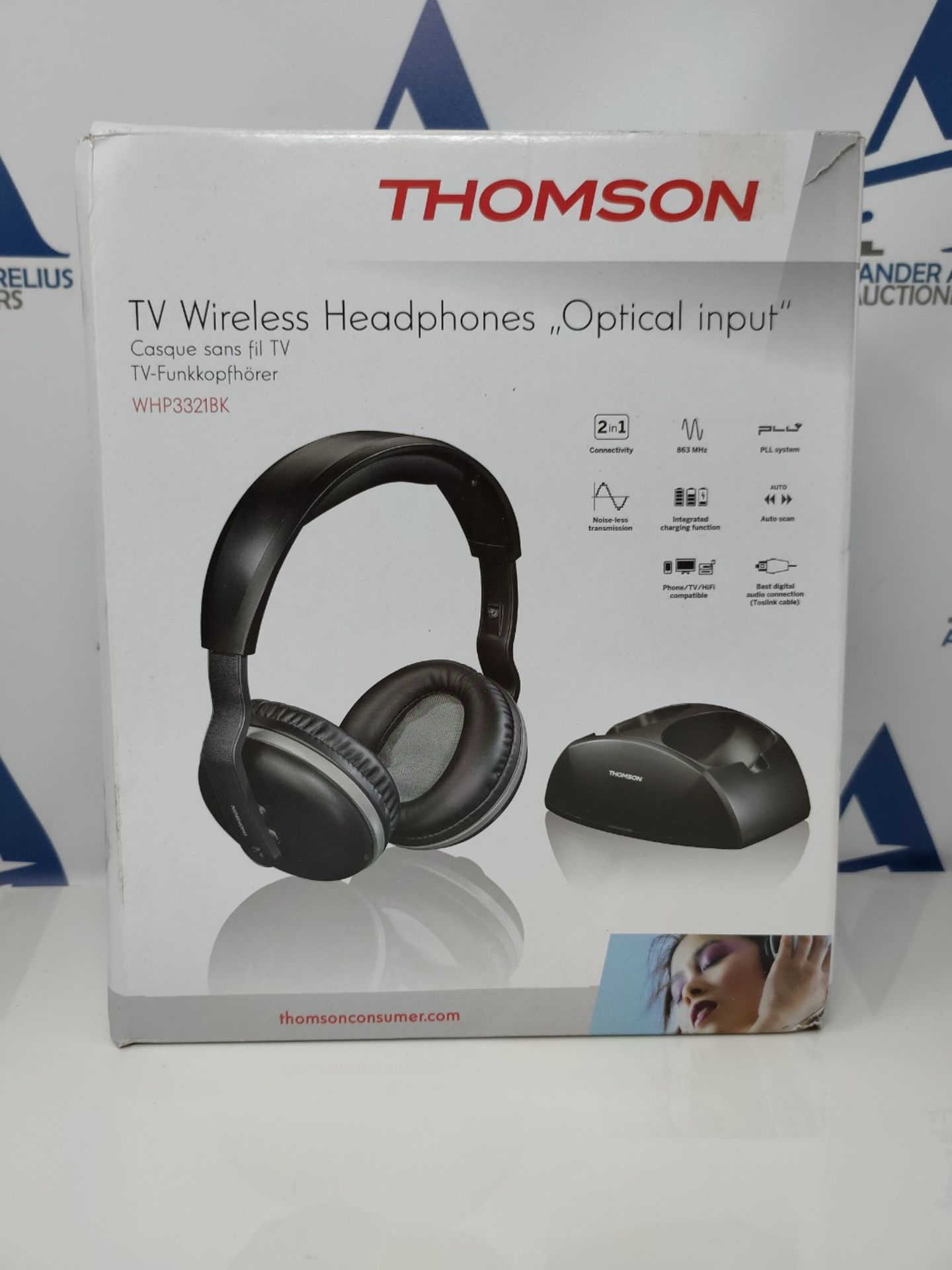 RRP £73.00 [INCOMPLETE] Thomson wireless headphones with charging station (WHP3321BK over-ear hea - Bild 2 aus 3