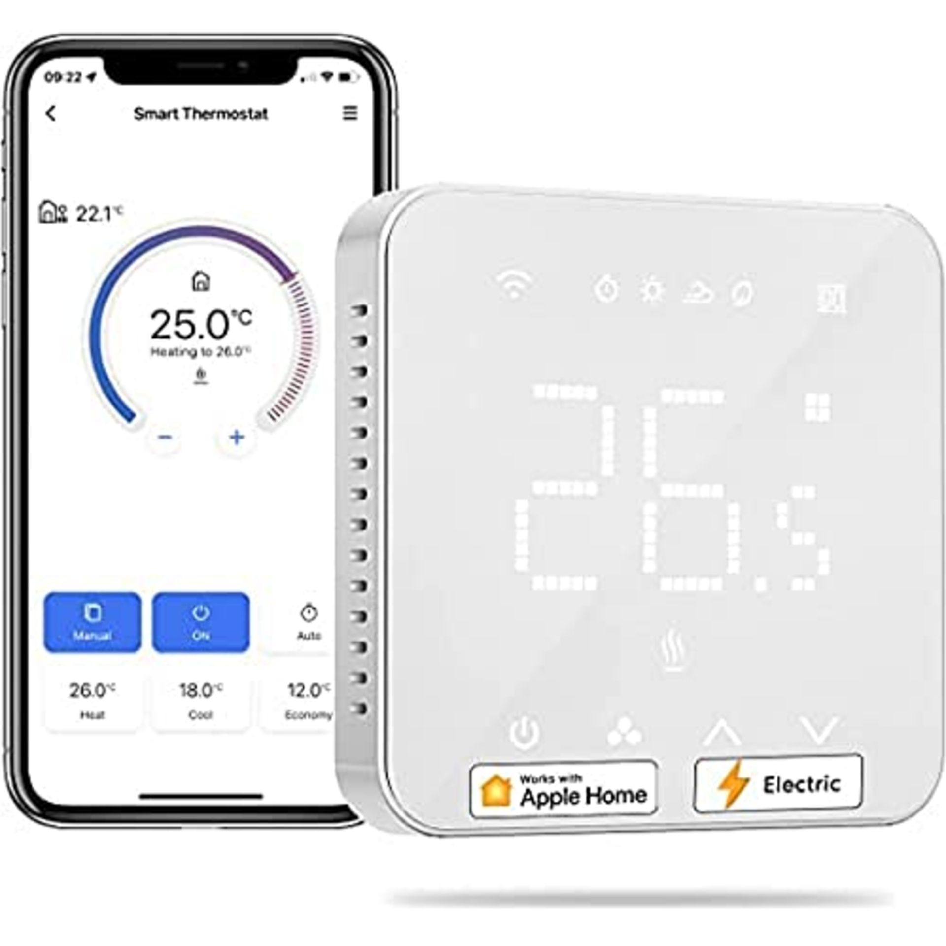 RRP £54.00 Meross Smart Thermostat for Electric Underfloor Heating, Programmable and Multi-room C - Image 2 of 2