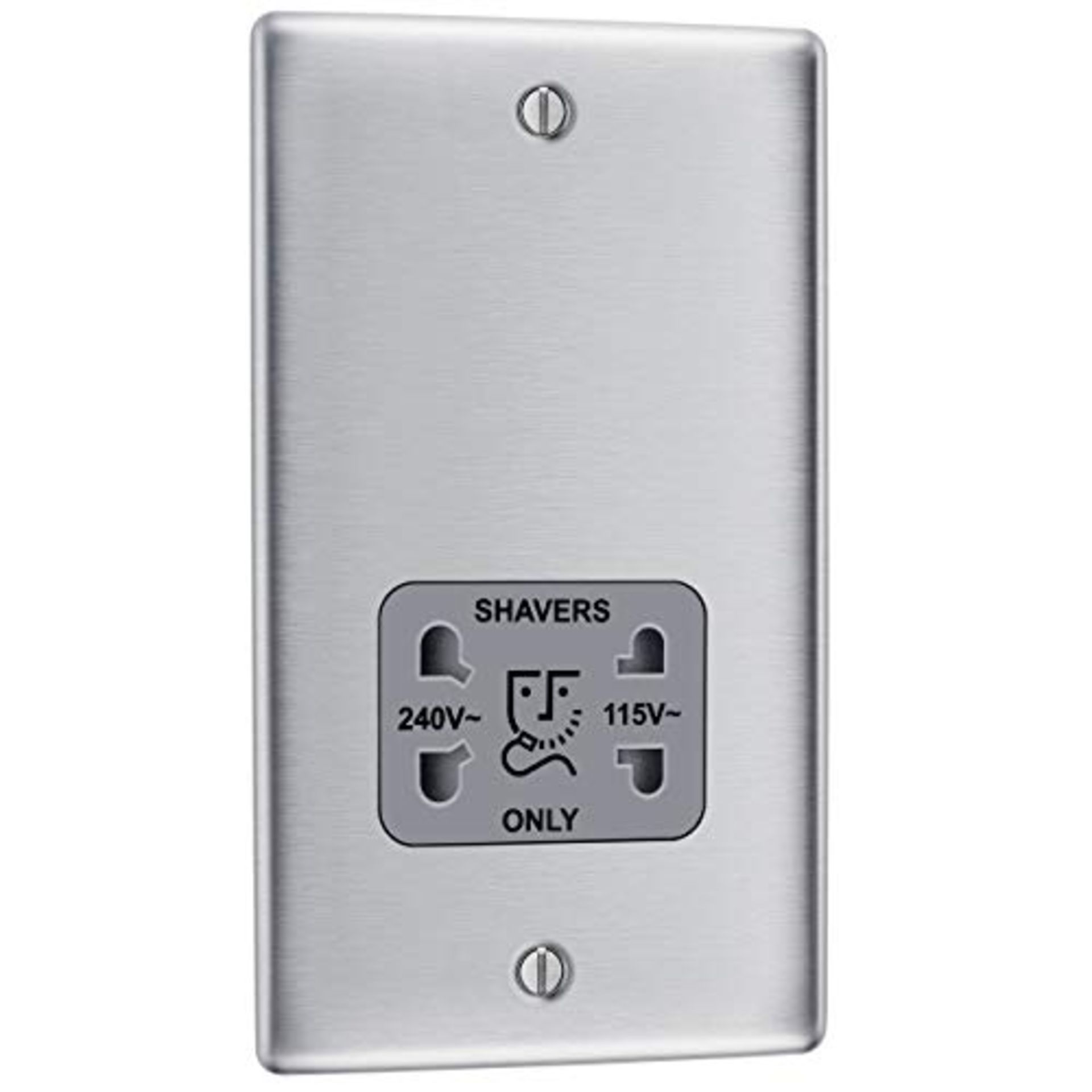 BG Electrical NBS20G-01 115- and 240-Volts Dual Voltage Shaver Socket, Brushed Steel w - Image 3 of 3