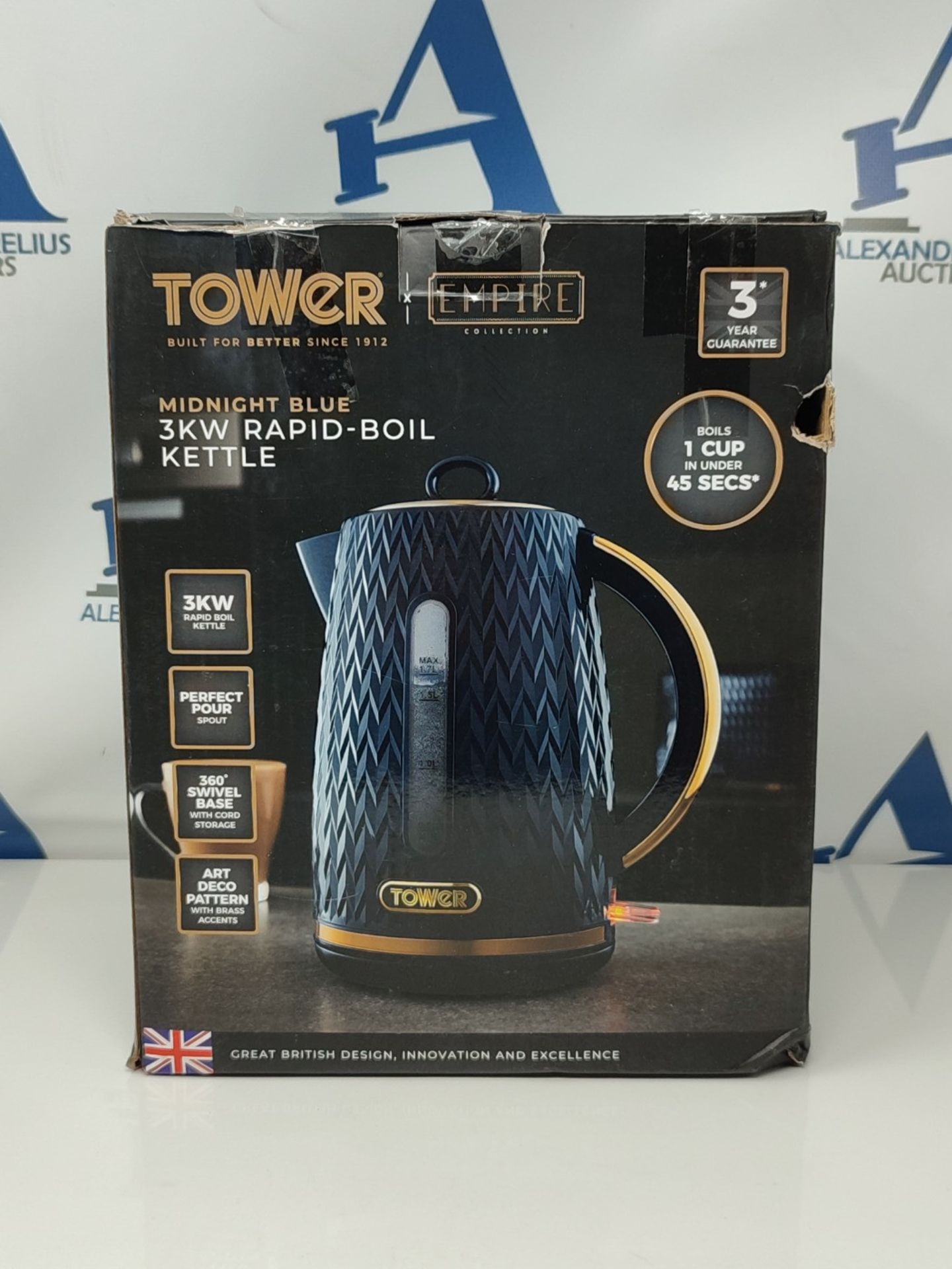 Tower T10052MNB Empire 1.7 Litre Kettle with Rapid Boil, Removable Filter, 3000W, Midn