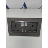 5 Pack CNBINGO Glass Double Switched Socket with 2 USB-A Charging Ports (Output 2.1A),