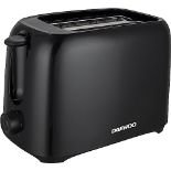 Daewoo Essentials, Plastic 2 Slice Toaster, Black, Variable Browning Controls, Cancel