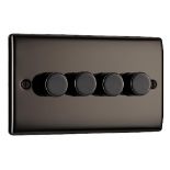 BG Electrical Four Round Push Button Intelligent Dimmer Light Switch, Black Nickel, Ro