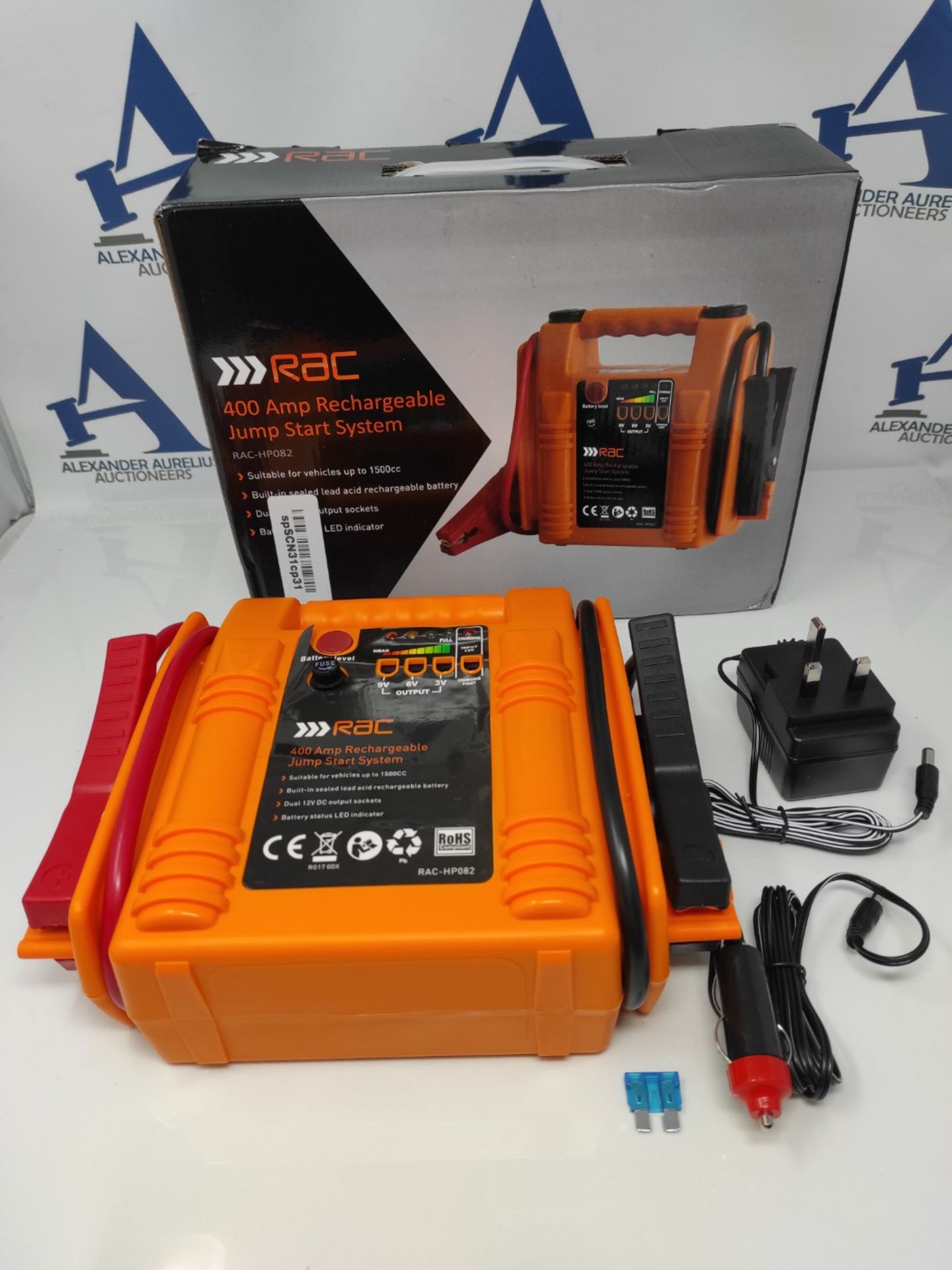 RAC 400 Amp Rechargeable Jump Start System HP082 - For Car Batteries up to 1500cc, Ora - Image 2 of 2
