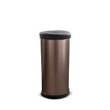 Curver Metal Effect Kitchen One Touch Deco Bin, Rose Gold, 40 Litre