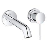 RRP £157.00 GROHE Essence  Wall Mounted 2 Hole Basin Mixer Tap (Metal Lever, Water Saving Mouss