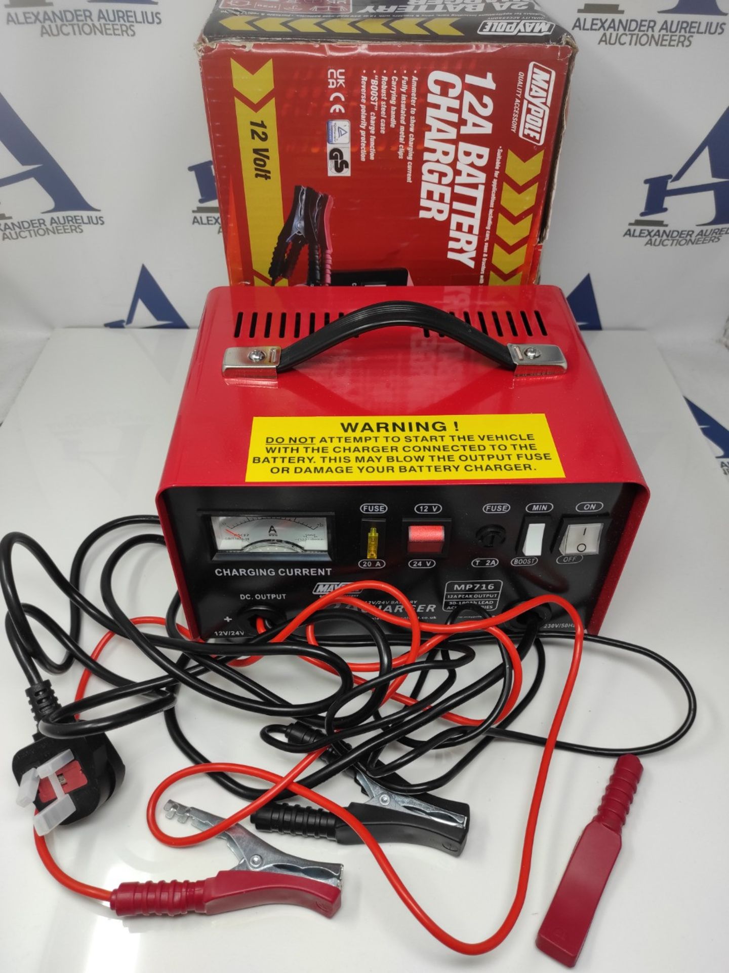 Maypole MP716 12A Metal Battery Charger 12/24V - Red/white - Image 2 of 2