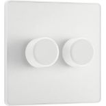 BG Electrical Evolve Double Dimmer Switch, 2-Way Push On/Off, 200W, Pearlescent White