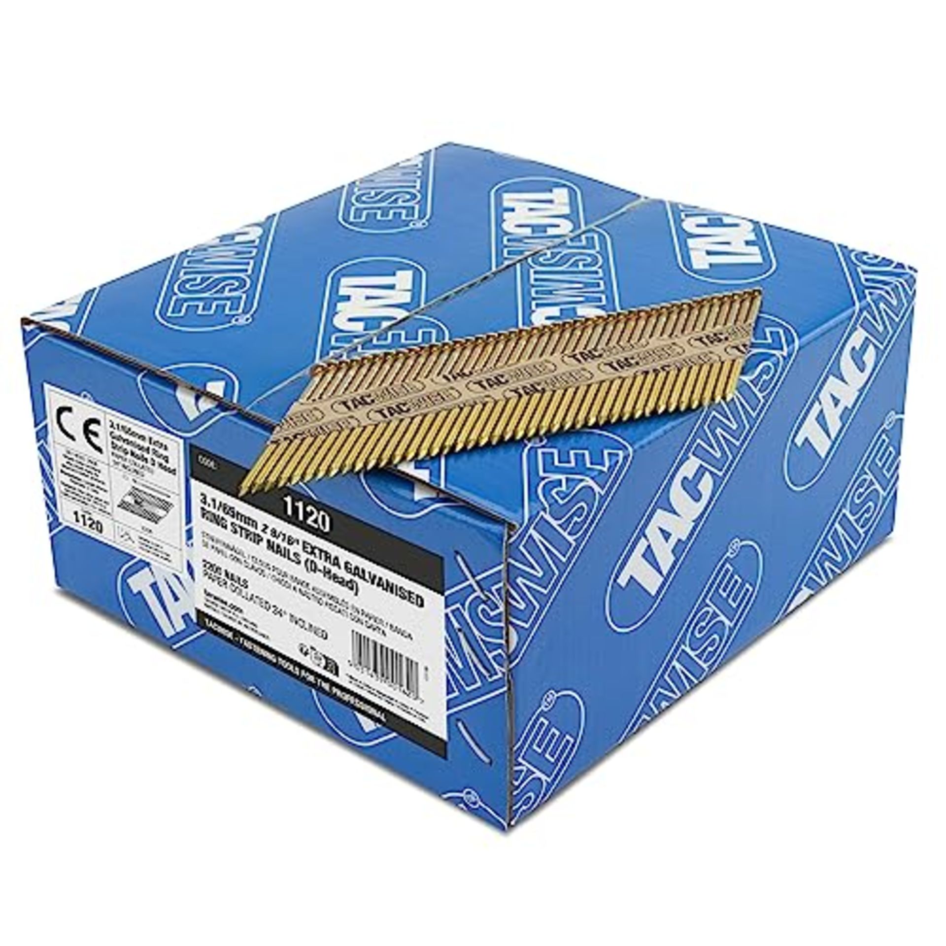 Tacwise 1120 3.1 / 65 mm Extra Galvanised Framing Nails, D Head, Ring Shank, 34° Incl