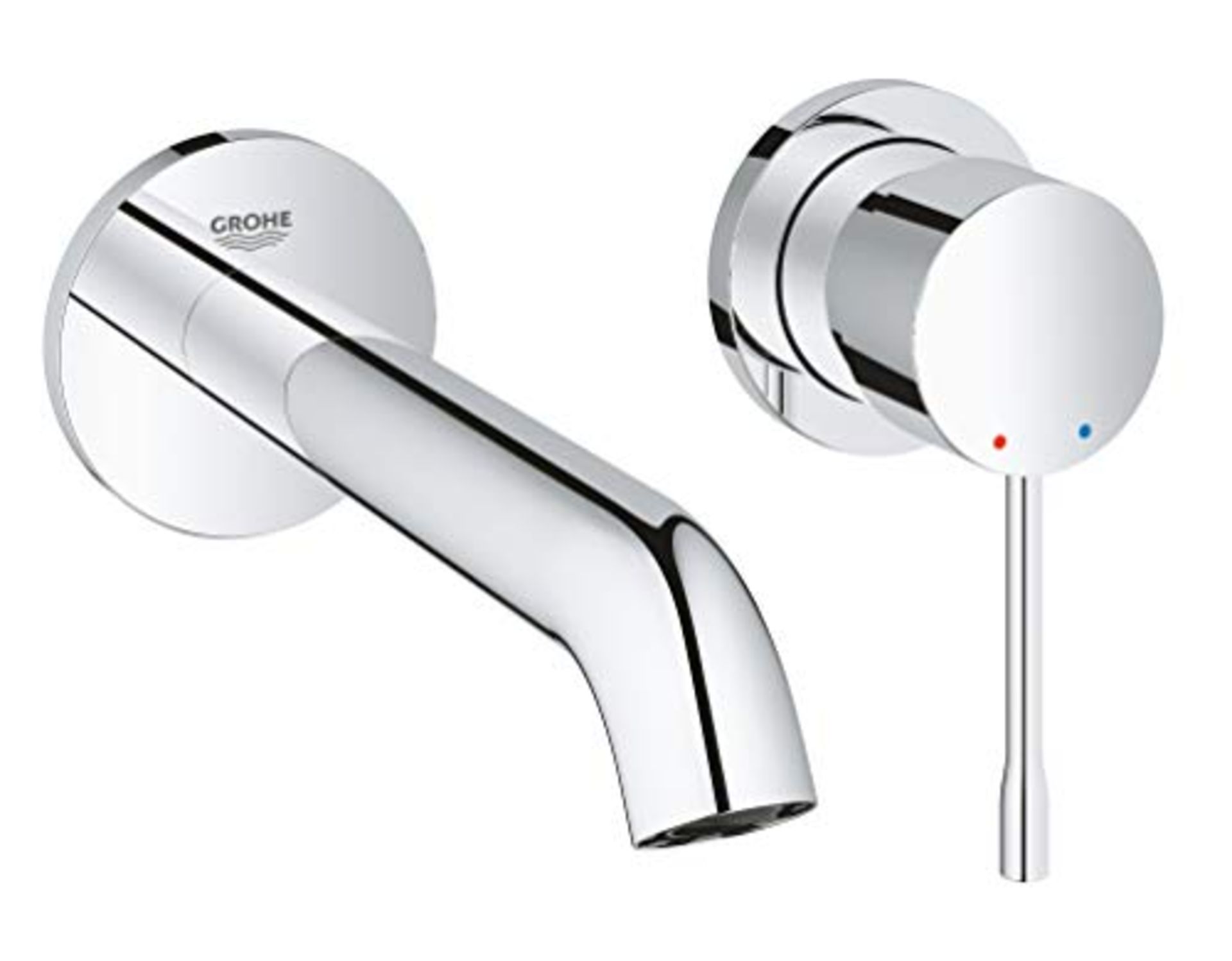 RRP £157.00 GROHE Essence  Wall Mounted 2 Hole Basin Mixer Tap (Metal Lever, Water Saving Mouss