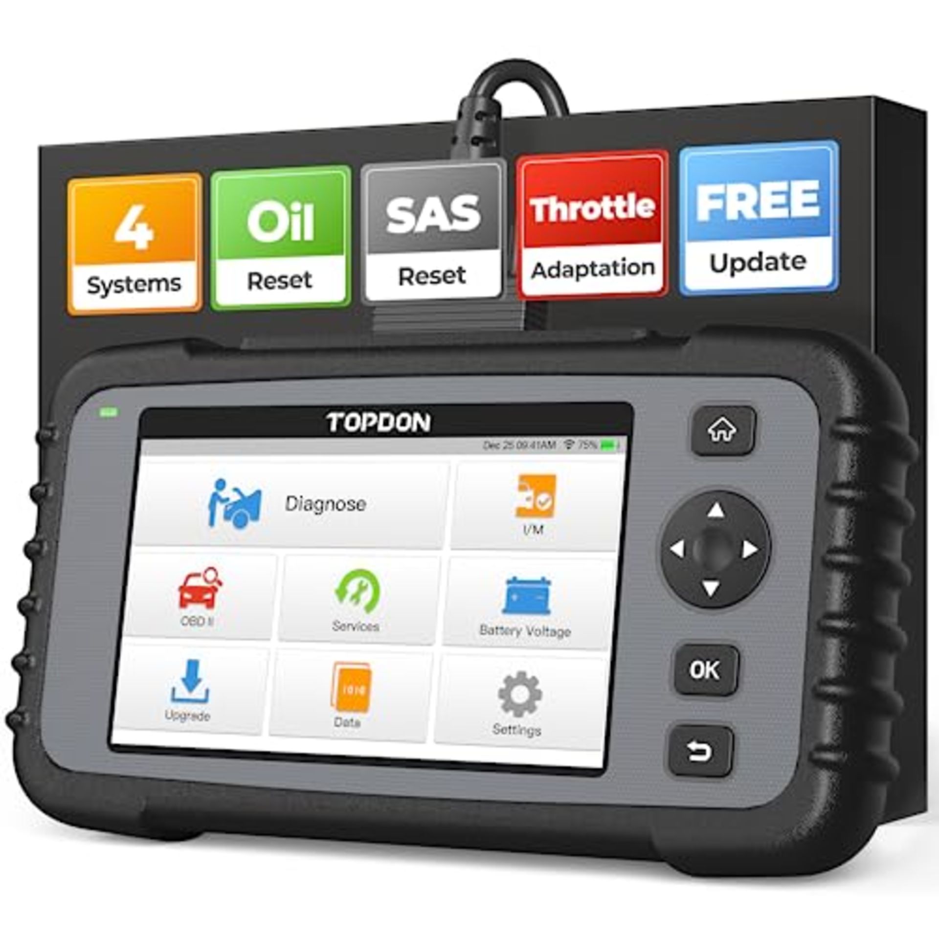 RRP £127.00 TOPDON OBD2 Code reader Scanner ArtiDiag500, Engine ABS SRS Transmission Car Diagnosti