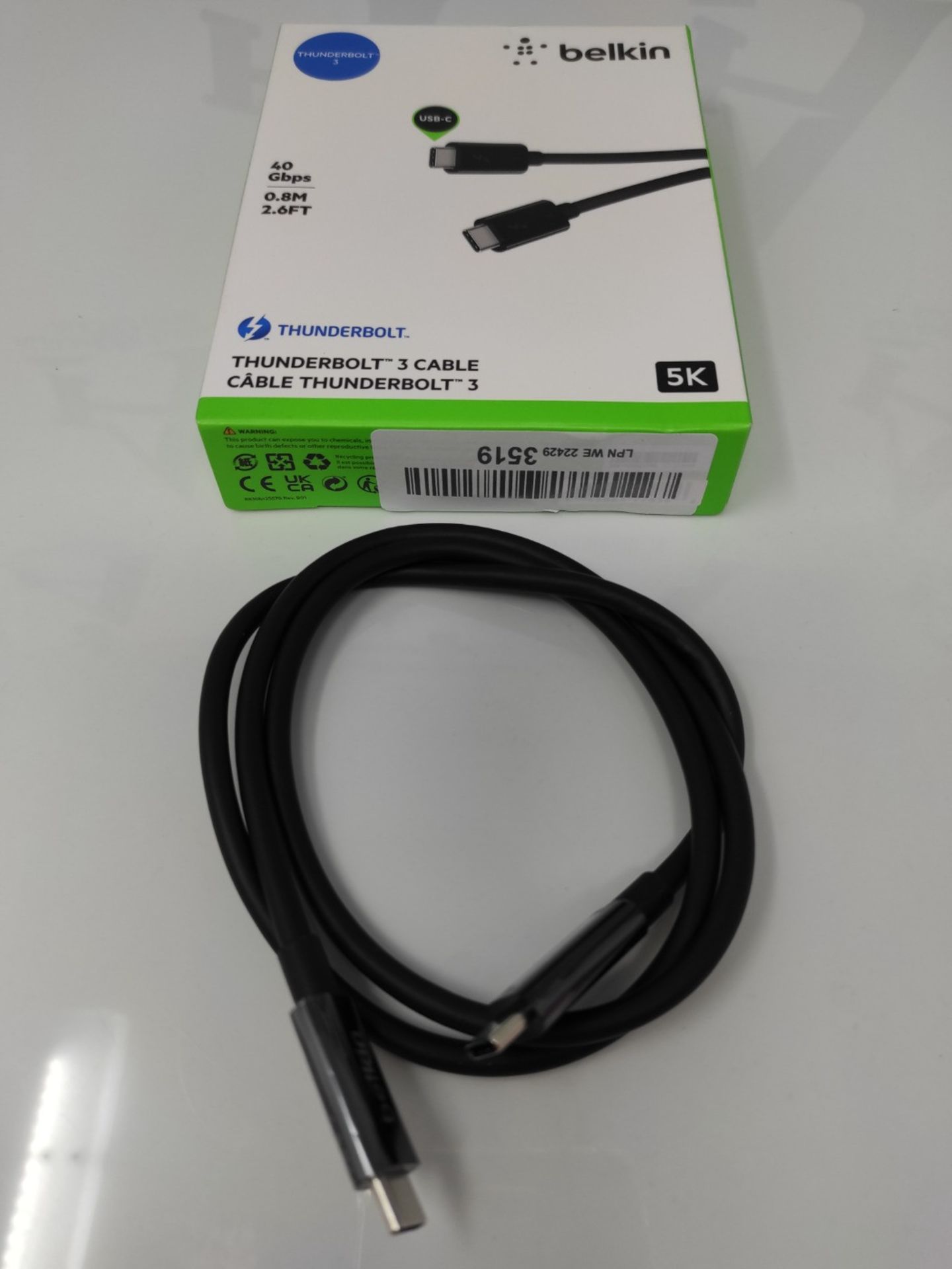 Belkin Thunderbolt 3 USB-C to USB-C Cable, Thunderbolt Certified, 40 Gbps, 5 K, 100 W, - Image 2 of 2