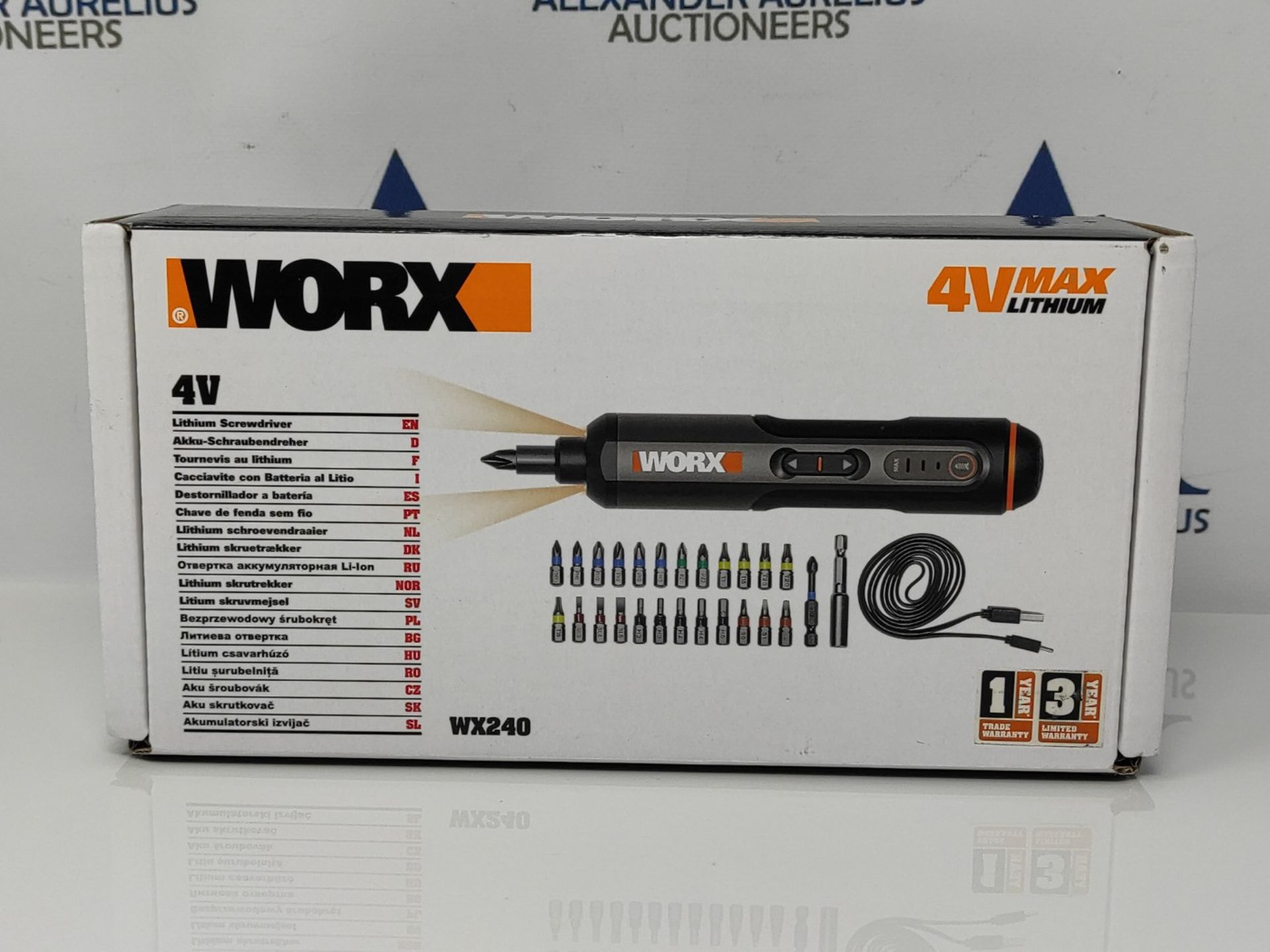 WORX WX240 3.6V (4V MAX) Mini Electric Screwdriver with 3-Gear Torque, 5Nm Power, 24pc - Image 2 of 3