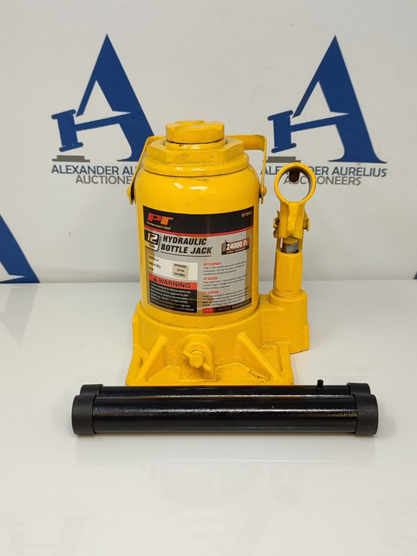 Performance Tool W1643 Heavy Duty Shorty Bottle Jack for Vehicle Maintece, 12 Ton Capa - Image 3 of 3