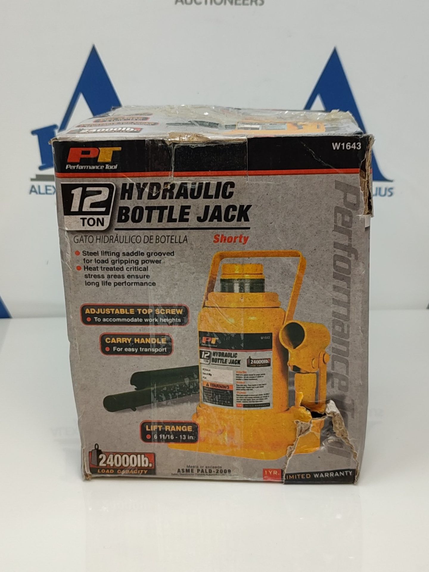 Performance Tool W1643 Heavy Duty Shorty Bottle Jack for Vehicle Maintece, 12 Ton Capa - Image 2 of 3
