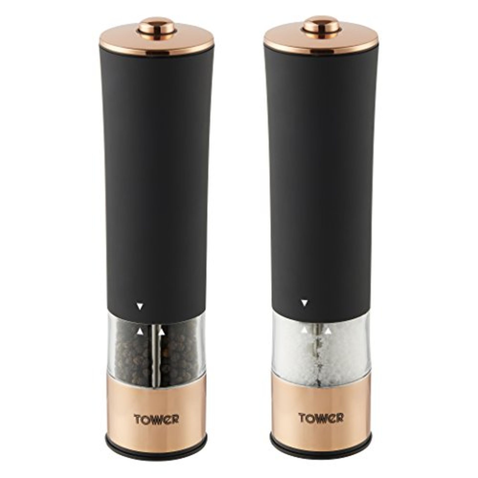 Tower T847003RB Electric Salt and Pepper Mill, Stainless Steel, Soft-Touch Body, Rose