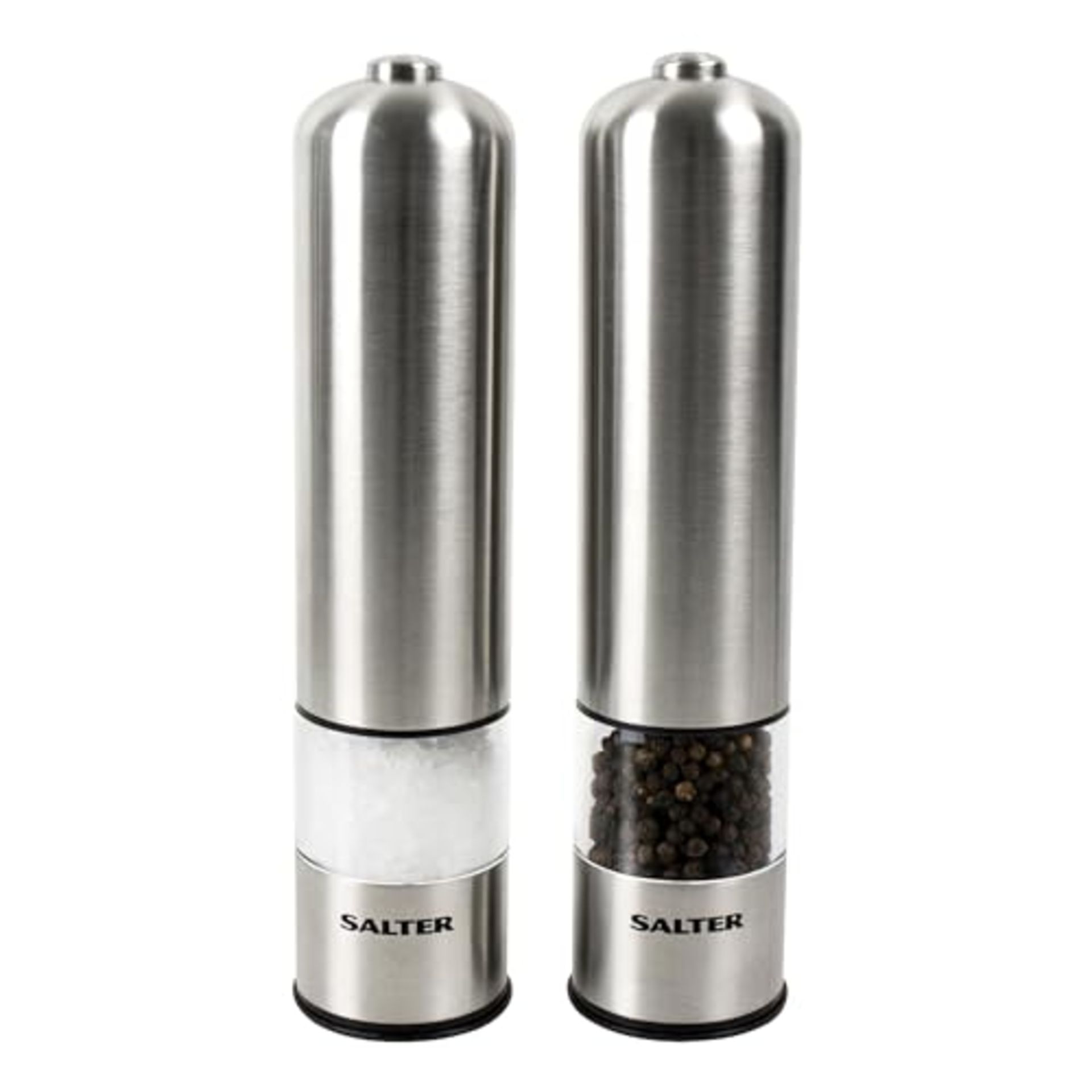 Salter 7722 SSTURA Electric Salt & Pepper Grinder Set - BPA-Free, Spice Mills, One Han