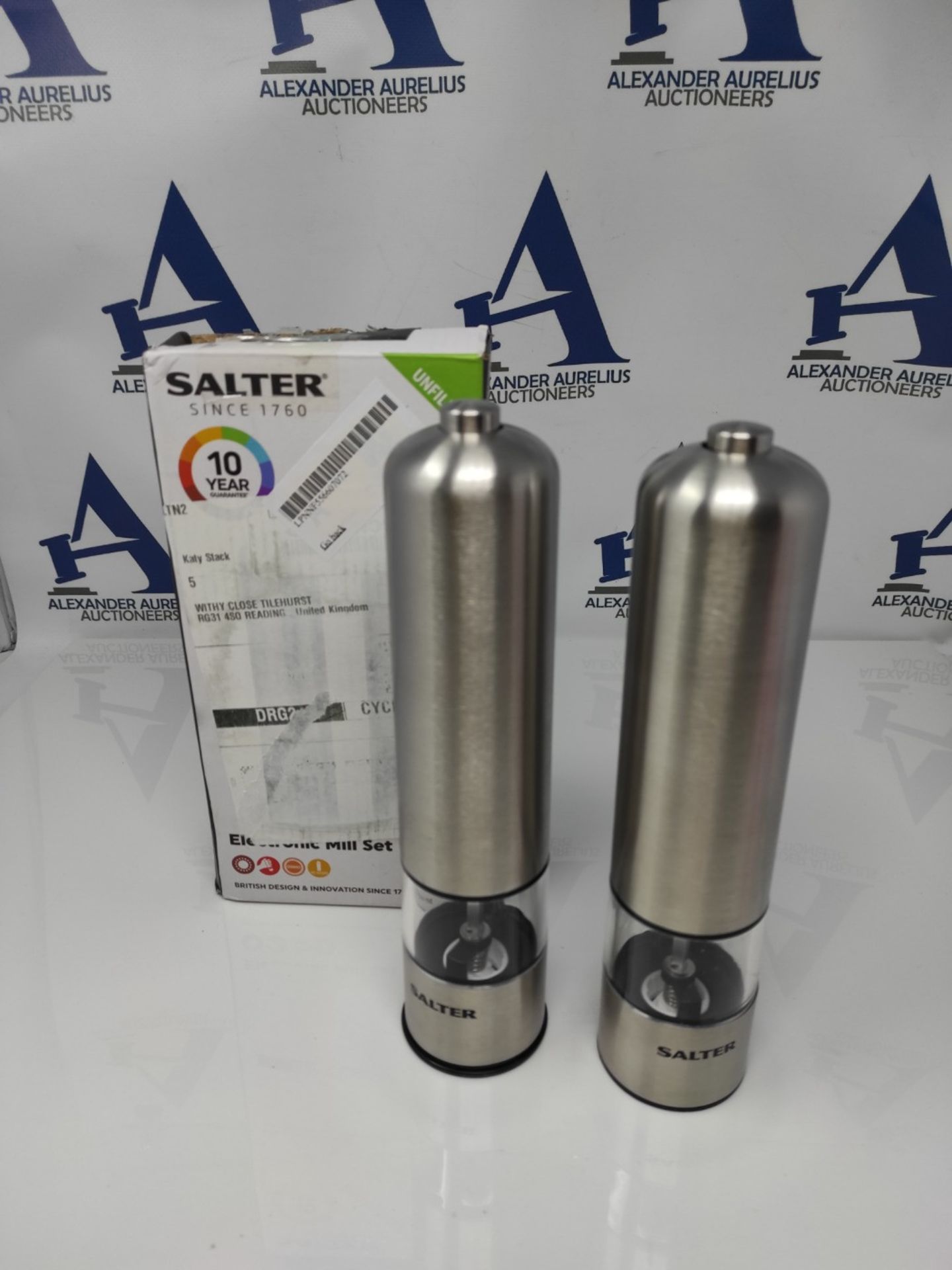 Salter 7722 SSTURA Electric Salt & Pepper Grinder Set - BPA-Free, Spice Mills, One Han - Image 2 of 2