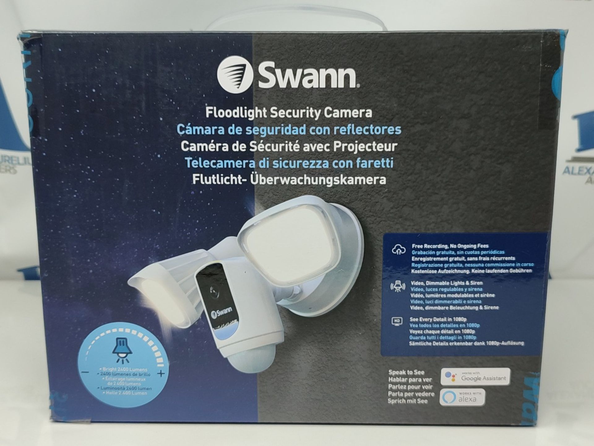 RRP £151.00 Swann Wi-Fi 1080p Waterproof Motion-Activated Floodlight Camera with Colour Night Visi