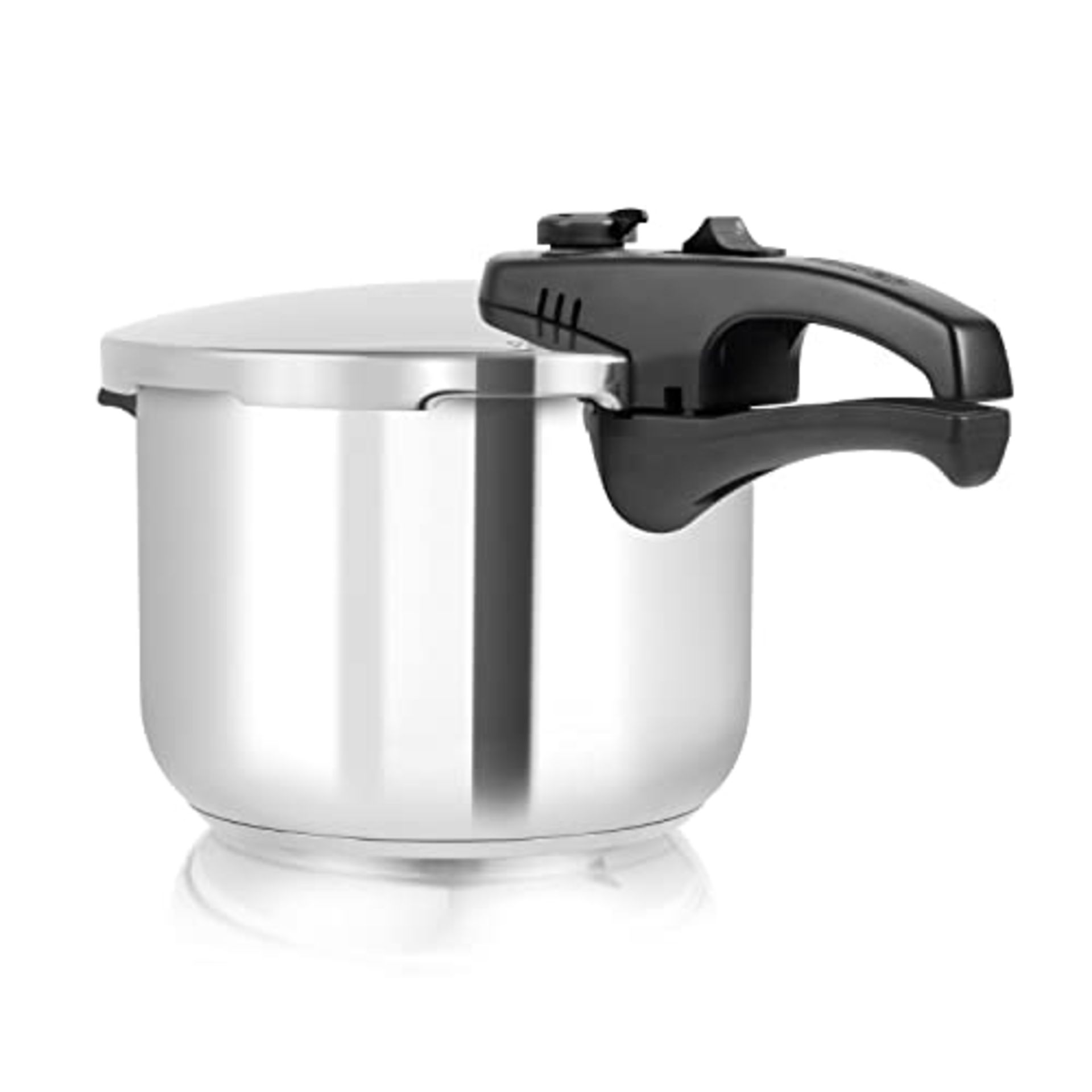 Tower T80244 Pressure Cooker with Steamer Basket, Stainless Steel, 6 Litre , Silver
