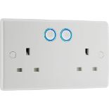 BG Electrical 822/HC-01 Smart Power Socket, Alexa Compatible Double 13 Amp, White Moul