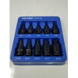 US PRO Tools 10pc Impact Hex Bit Socket Set 1/2'' Drive 4mm to 19mm 3593