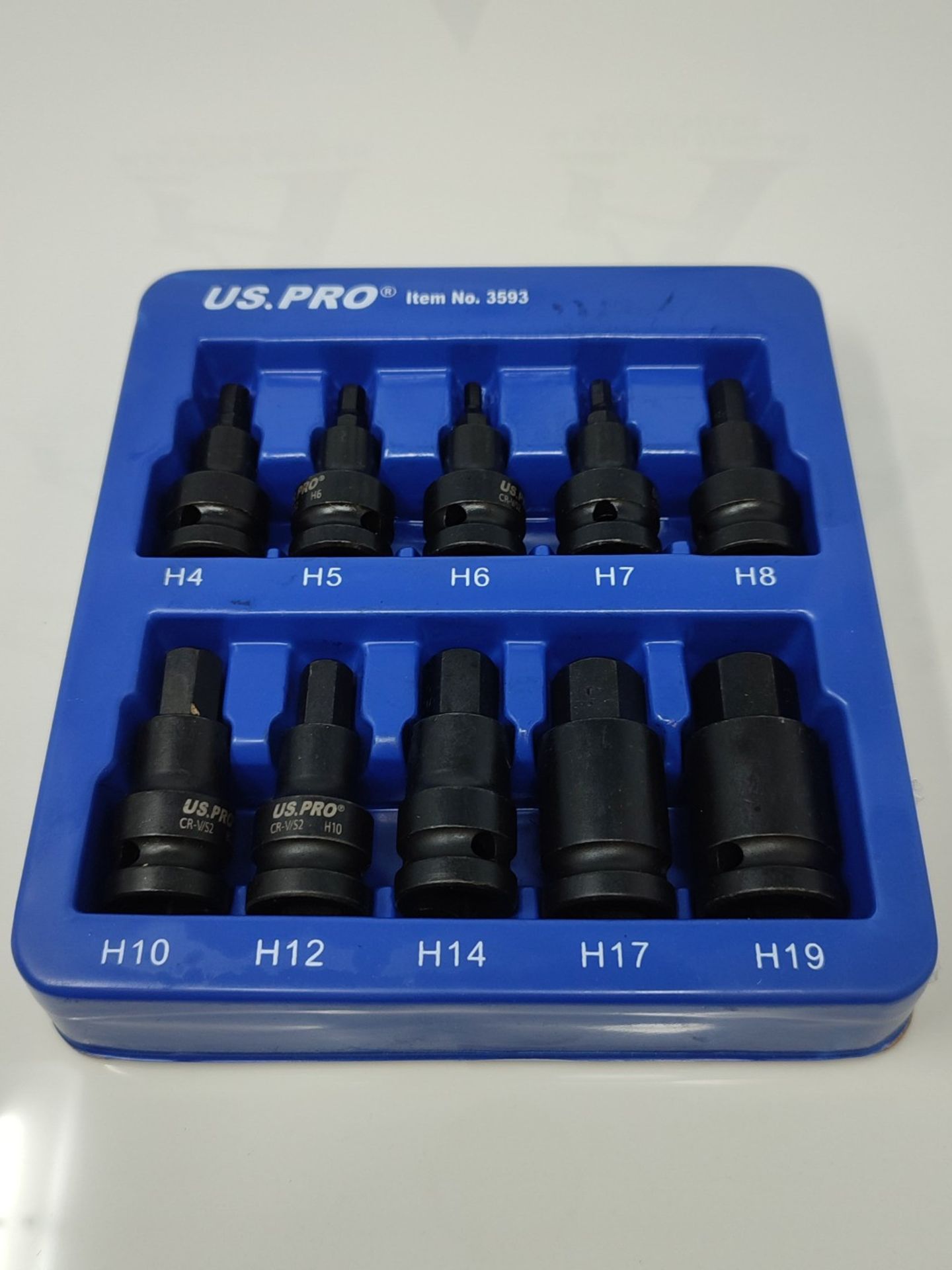 US PRO Tools 10pc Impact Hex Bit Socket Set 1/2'' Drive 4mm to 19mm 3593