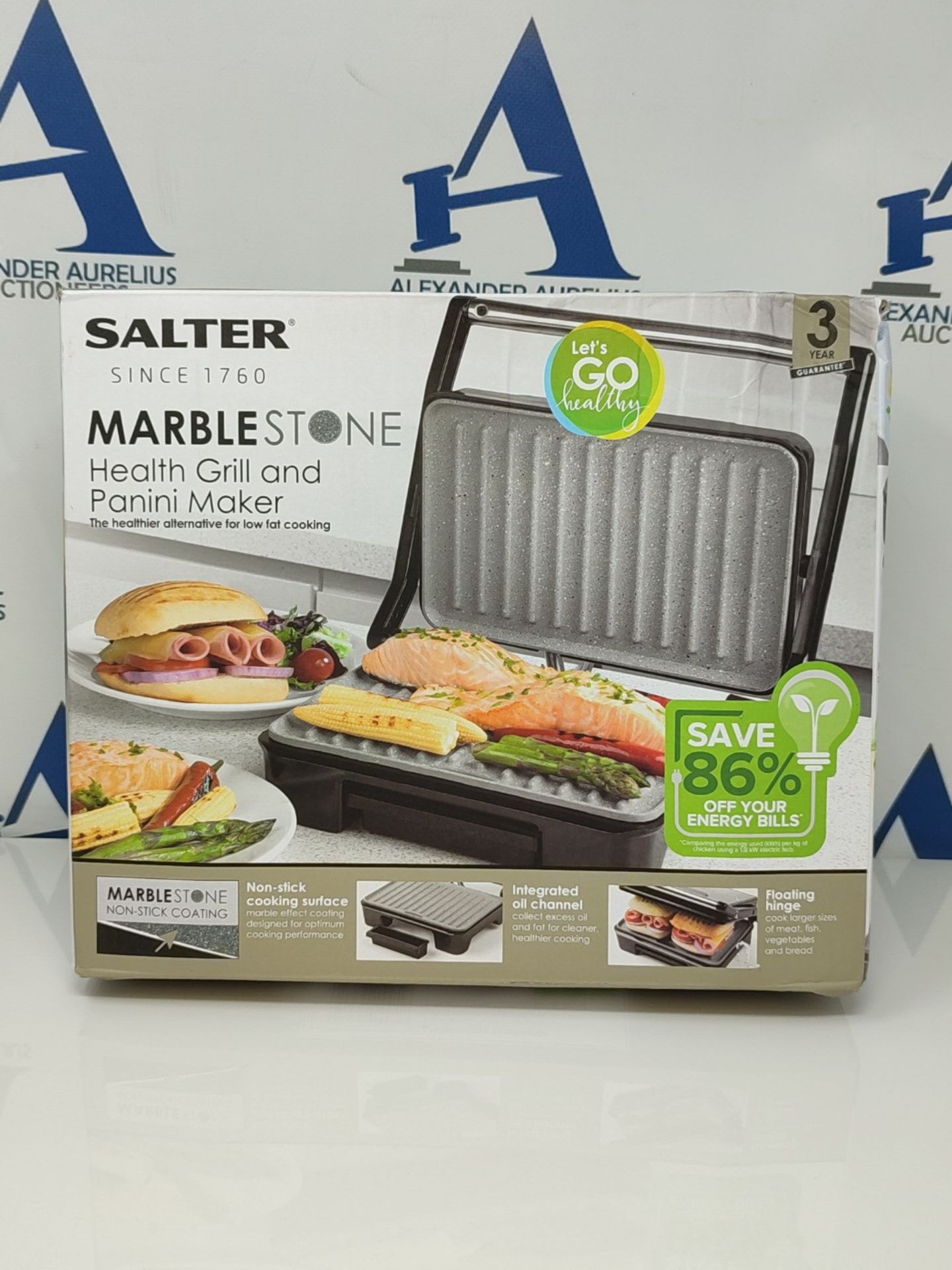 Salter EK2009 Marblestone Electric Health Grill & Panini Press - Non-Stick Plates, Mul - Image 2 of 3