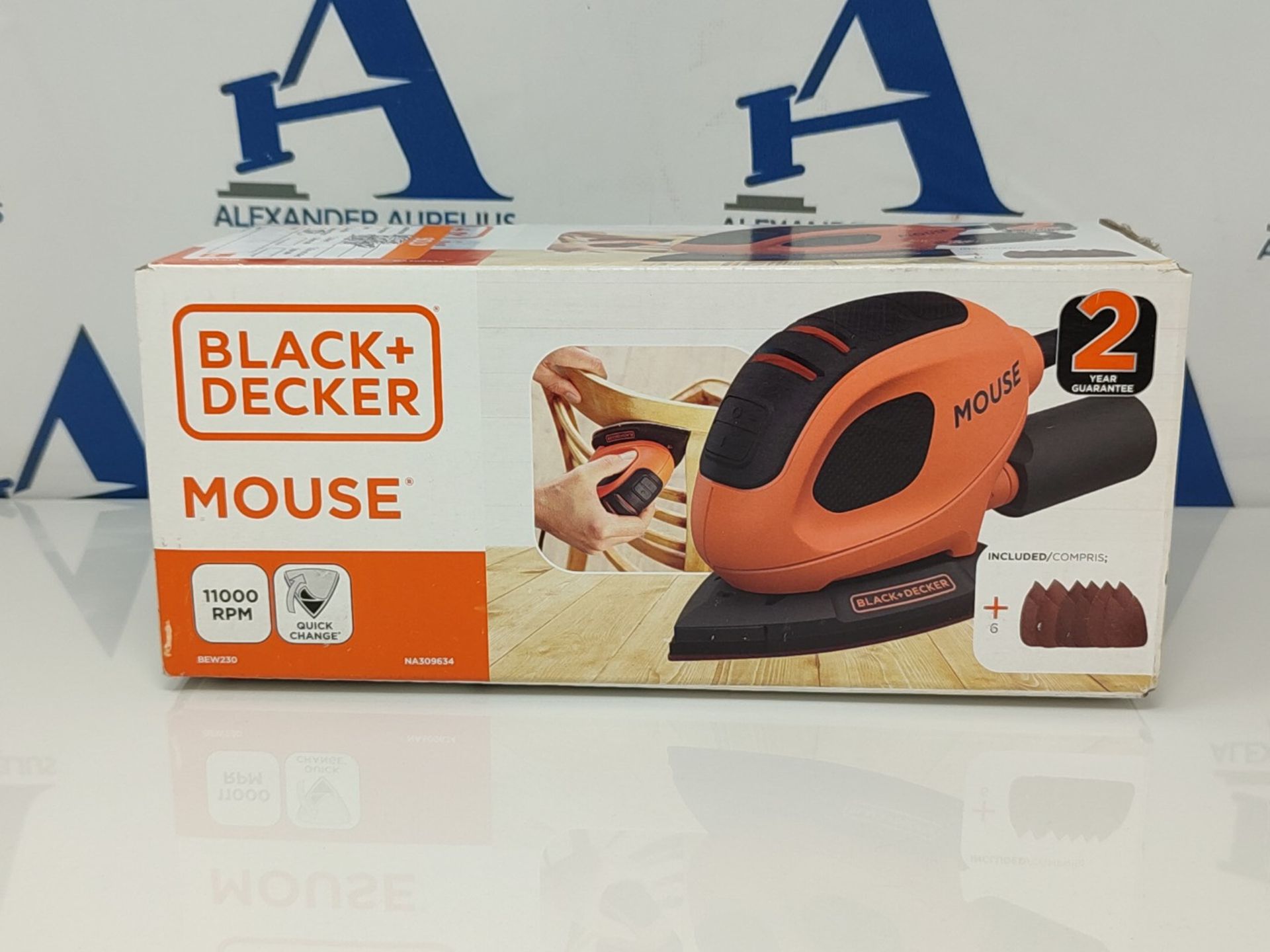 BLACK+DECKER 55 W Detail Mouse Electric Sander with 6 Sanding Sheets, BEW230-GB - Bild 2 aus 3