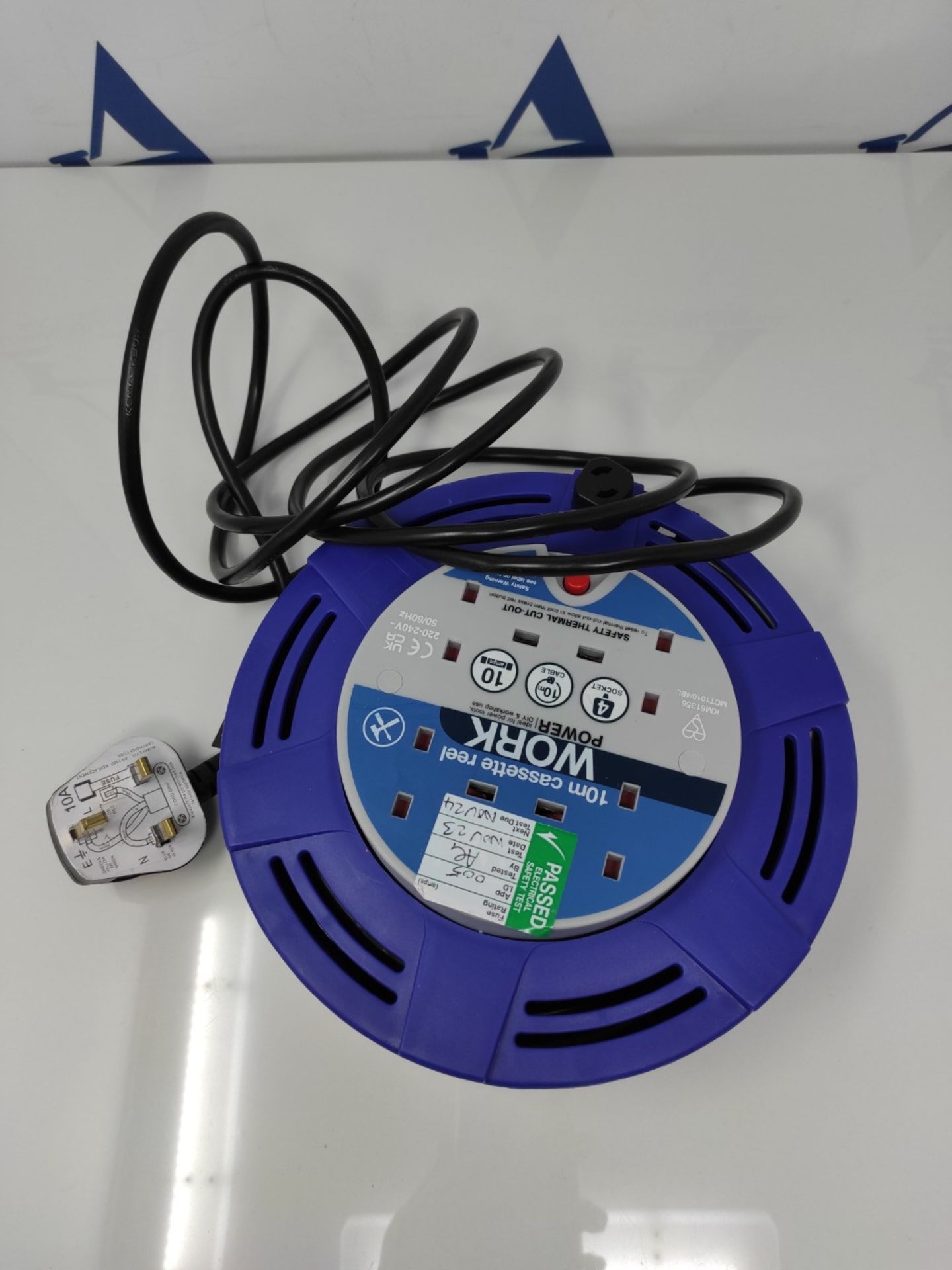 Masterplug MCT1010/4BL-MP Four Socket Cassette Reel Extension Lead, 10 Metres, Blue - Bild 2 aus 3