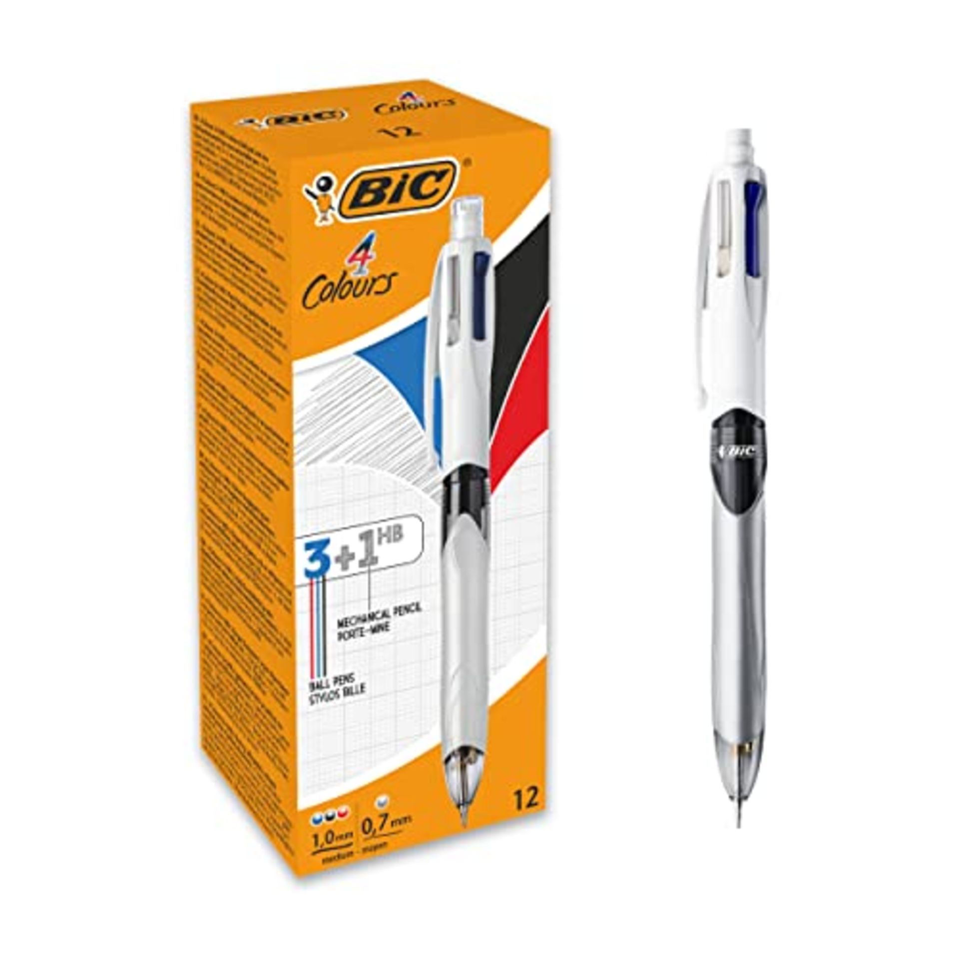 BIC 4 Colours Multifunctional Ballpoint Pen and HB Pencil Combo - Set of 12 - All in O