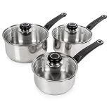 Morphy Richards Equip 3 Piece Pan Set-Stainless Steel, Set of 3