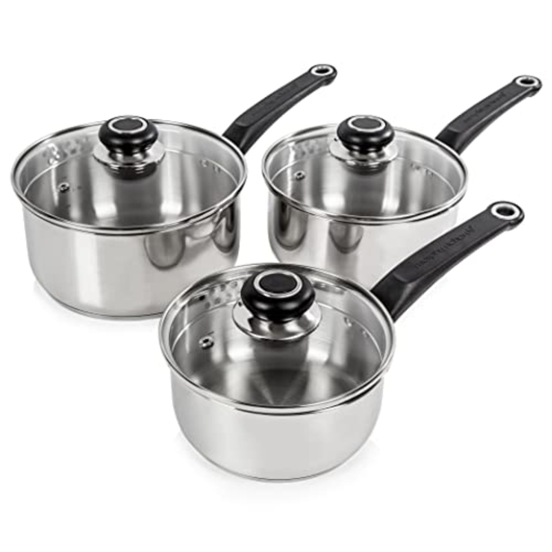 Morphy Richards Equip 3 Piece Pan Set-Stainless Steel, Set of 3