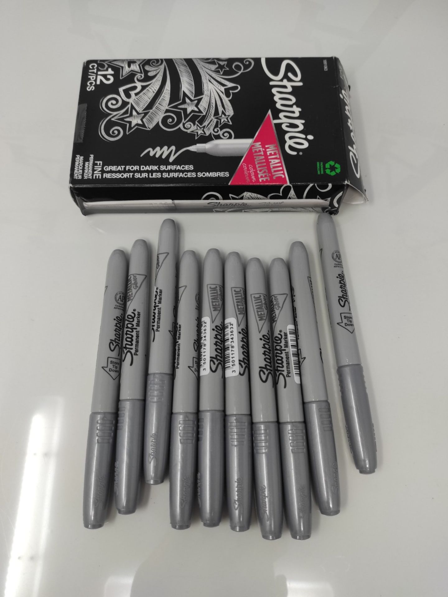 Sharpie Metallic Permanent Markers | Fine Point | Silver | 12 Count - Image 2 of 2