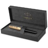 RRP £134.00 Parker 51 Fountain Pen | Deluxe Black Barrel with Gold Trim | Medium 18k Gold Nib with