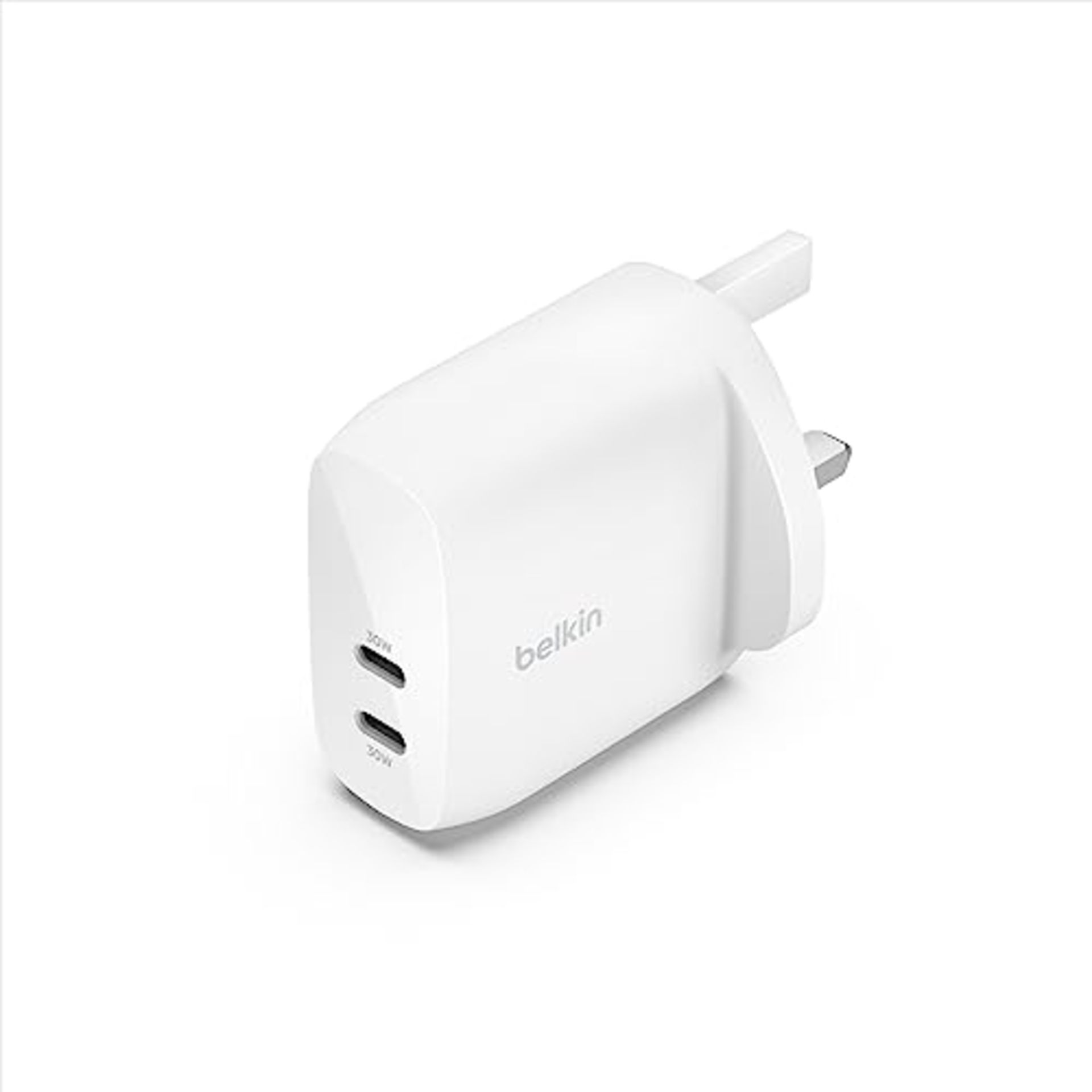 Belkin BoostCharge dual USB-C plug with PPS, 60W/ phone charger for iPhone 15 and oth