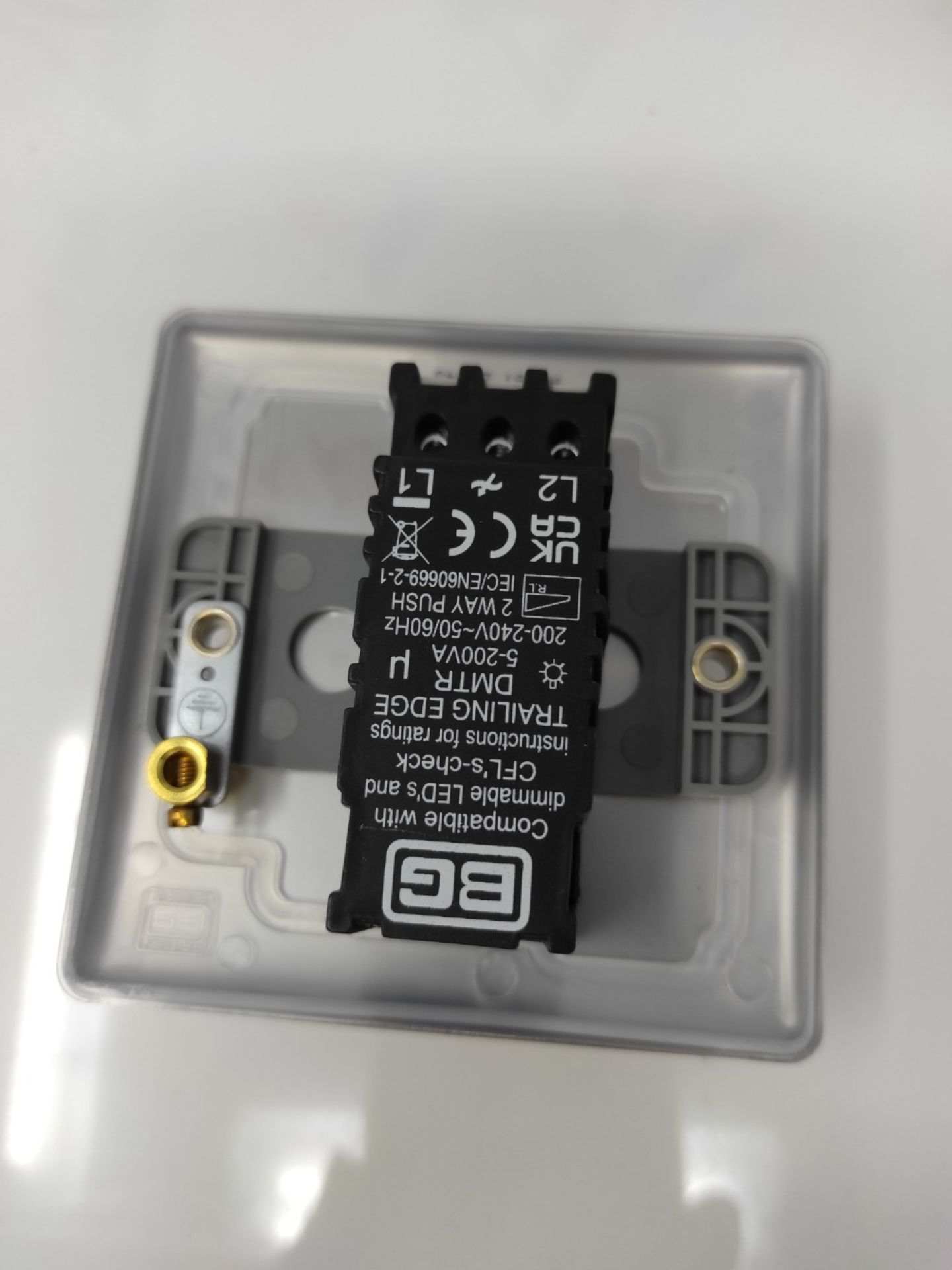 BG Electrical Single Dimmer Intelligent Light Switch, Brushed Steel, 2-Way - Bild 3 aus 3
