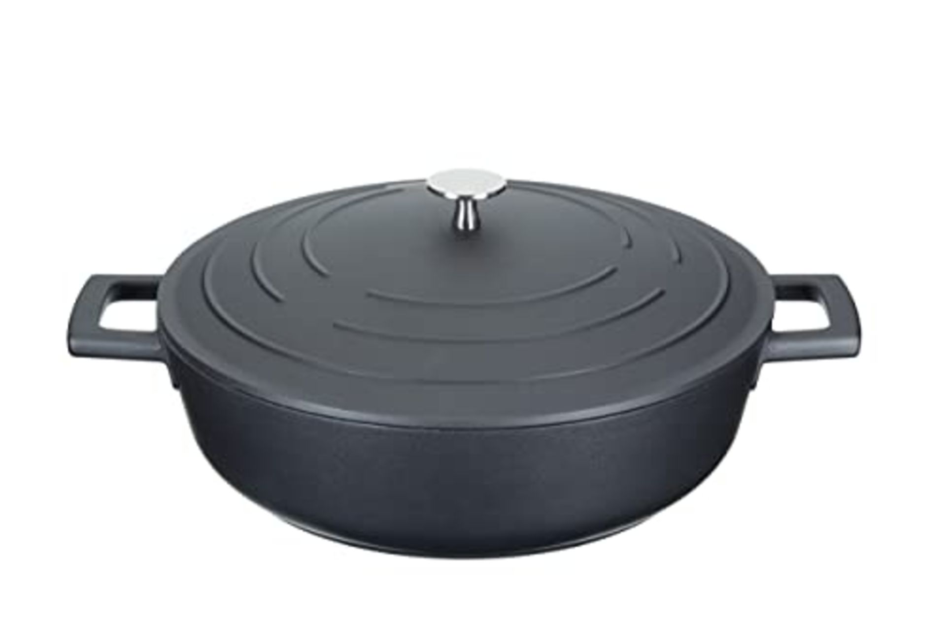 MasterClass Shallow Casserole Dish with Lid 4L/28 cm, Lightweight Cast Aluminium, Indu