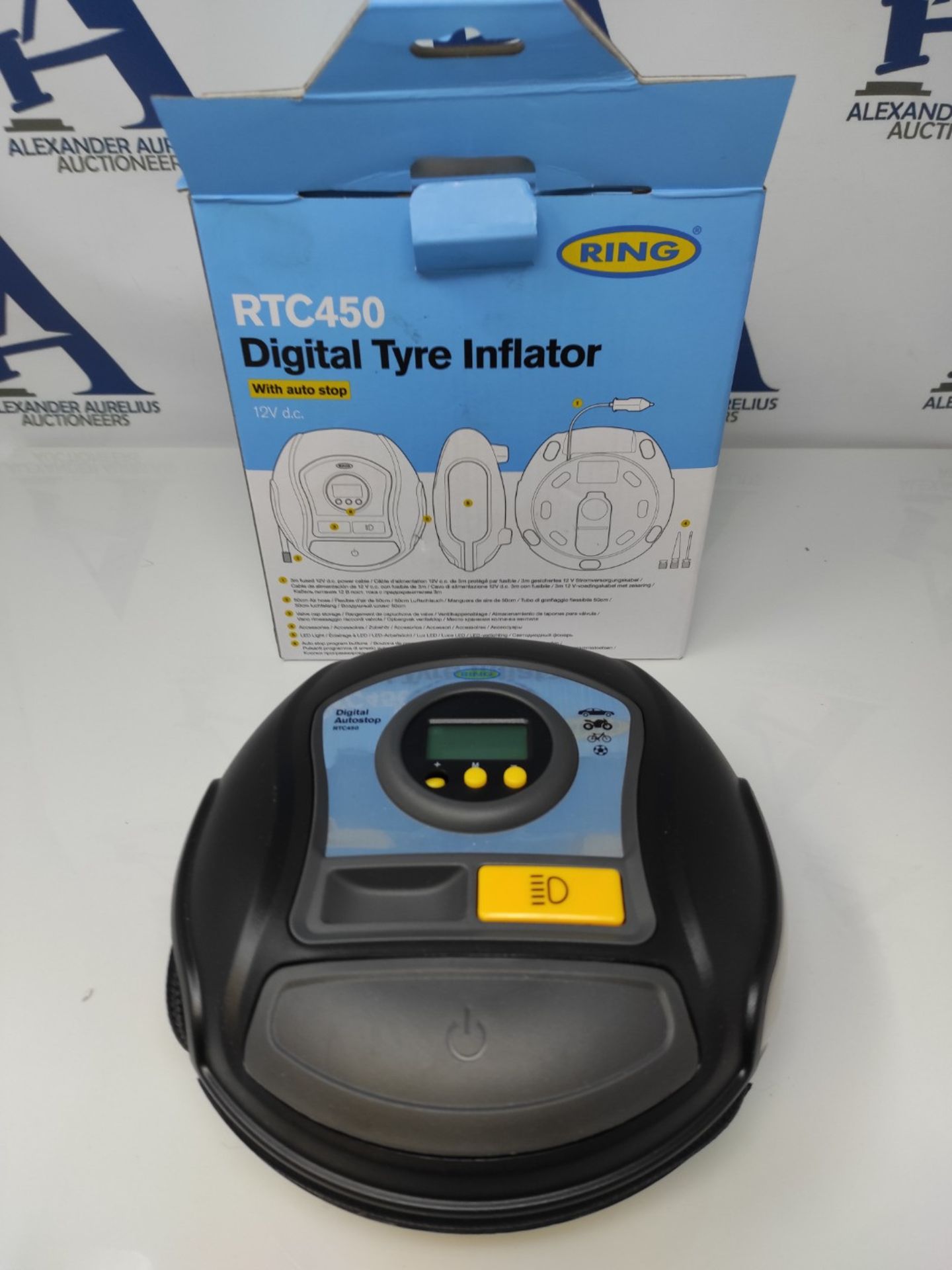 Ring Automotive - RTC450 Digital Tyre Inflator with Auto Stop, Memory, LED Light, Back - Image 2 of 2