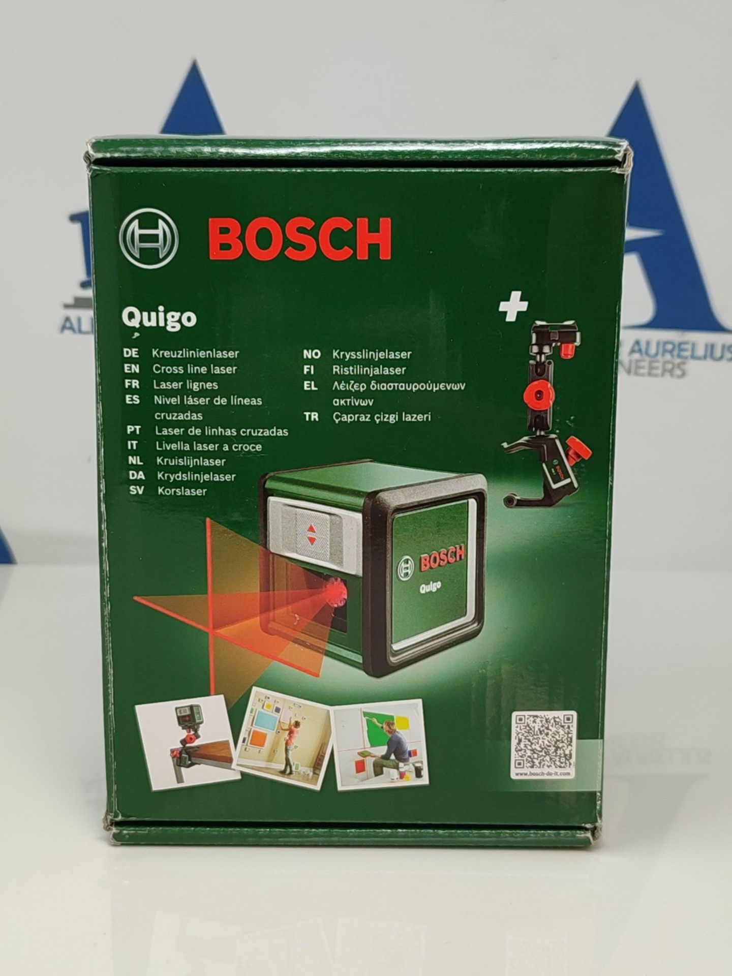 RRP £60.00 Bosch cross line laser Quigo with universal clamp MM 2 (easy and precise alignment wit - Image 2 of 3