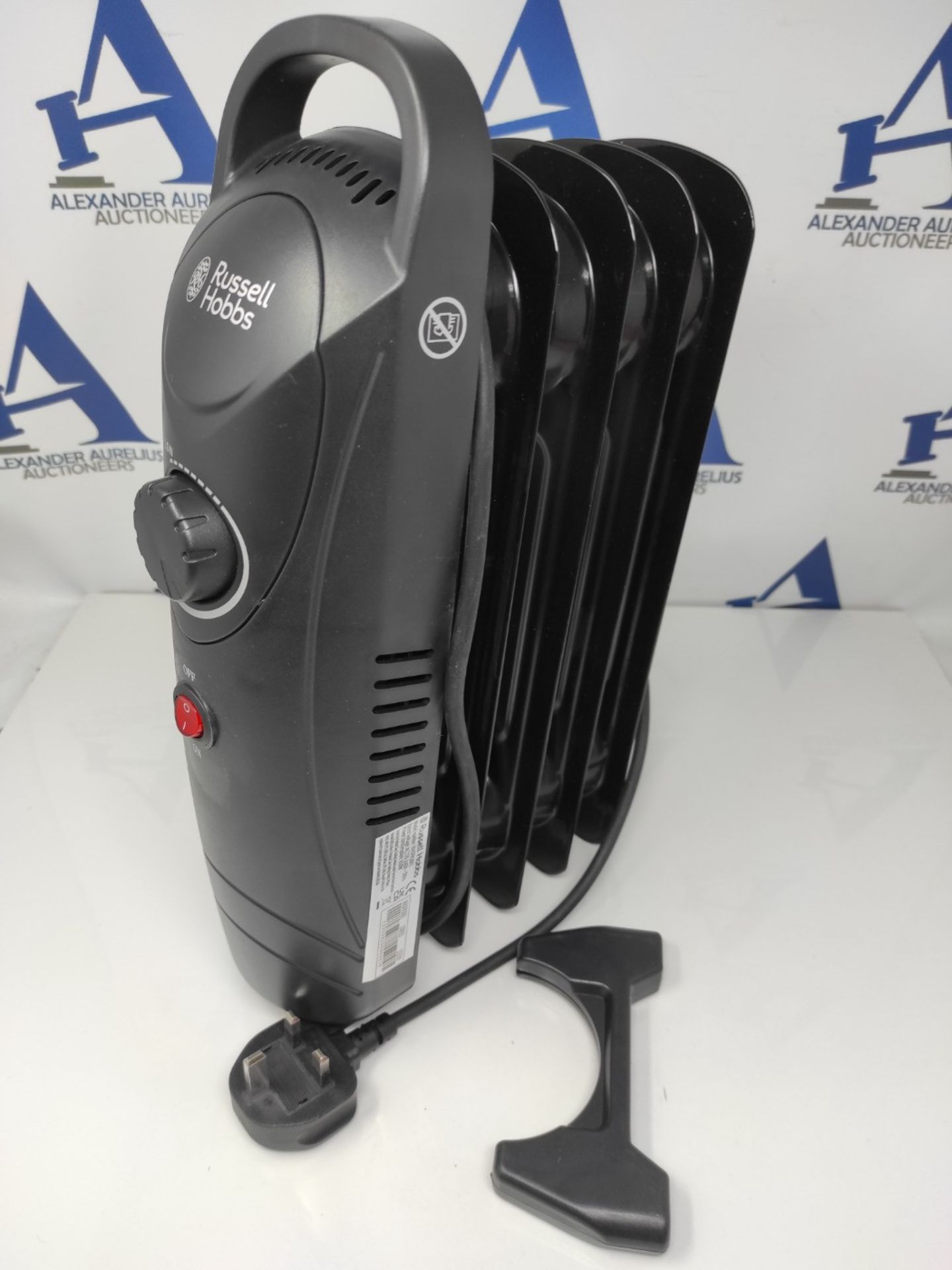 Russell Hobbs 650W Oil Filled Radiator, 5 Fin Portable Electric Heater - Black, Adjust - Image 2 of 2