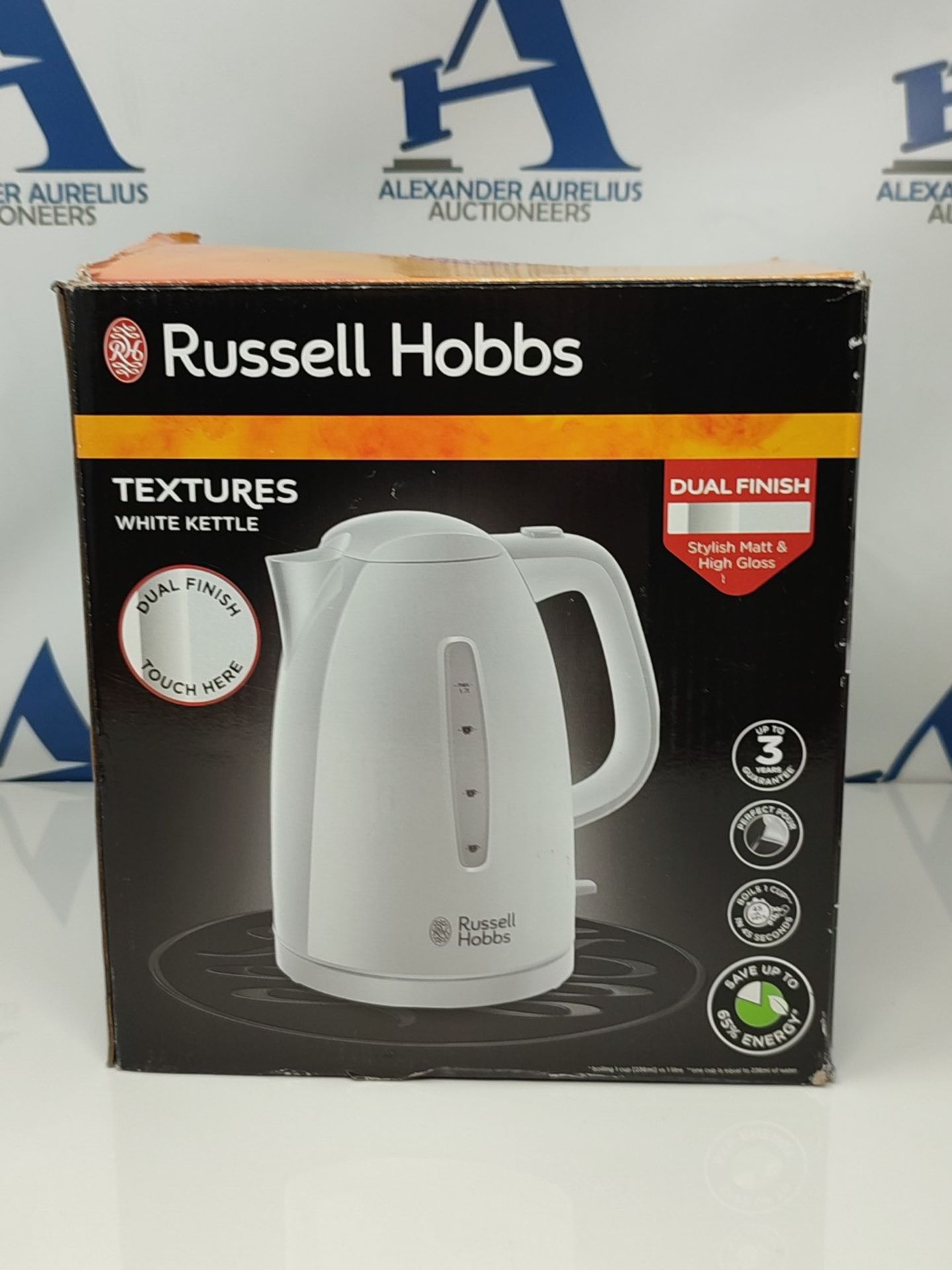 Russell Hobbs 21270 Textures Plastic Kettle, 1.7 Litre, 3000 W, White - Image 2 of 3