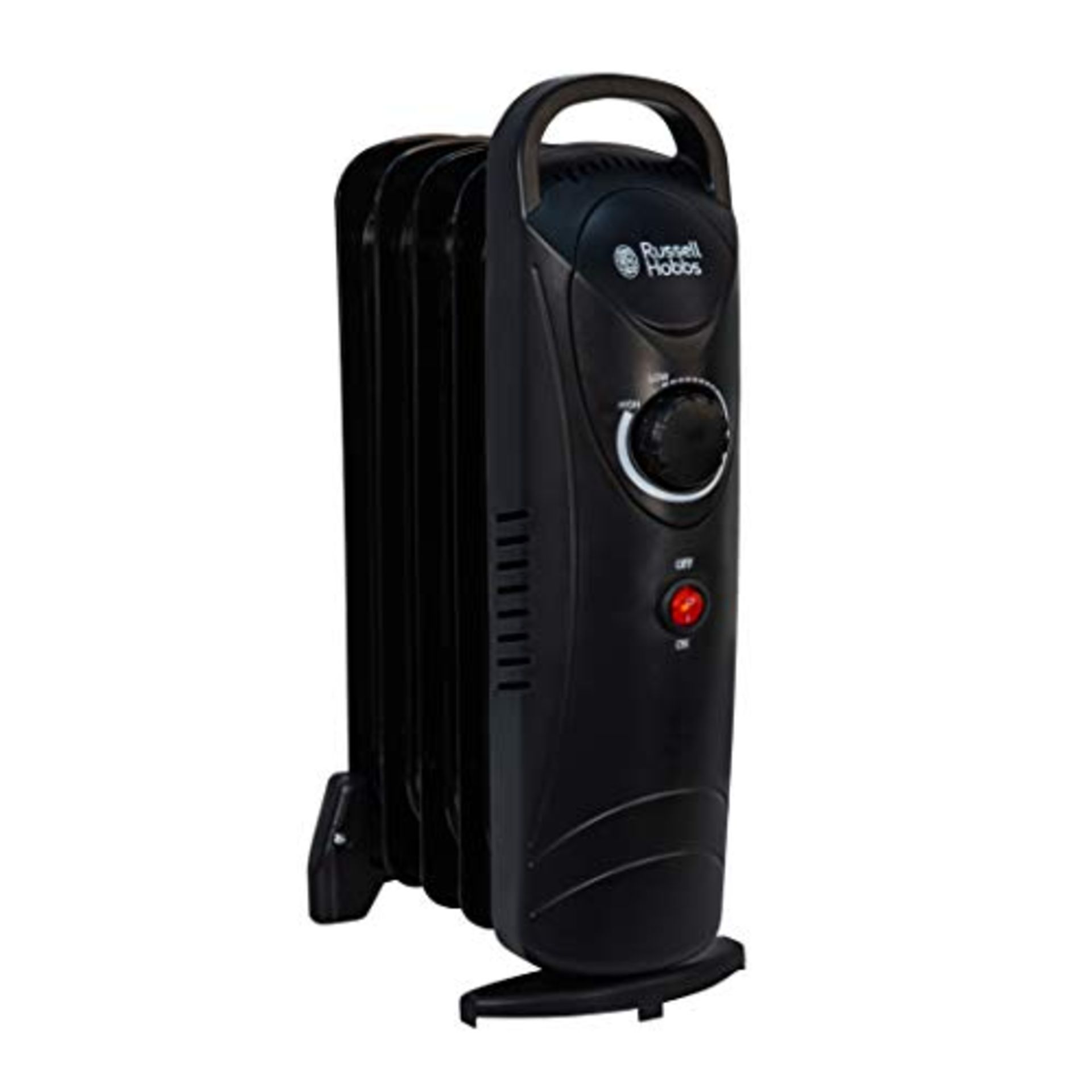 Russell Hobbs 650W Oil Filled Radiator, 5 Fin Portable Electric Heater - Black, Adjust