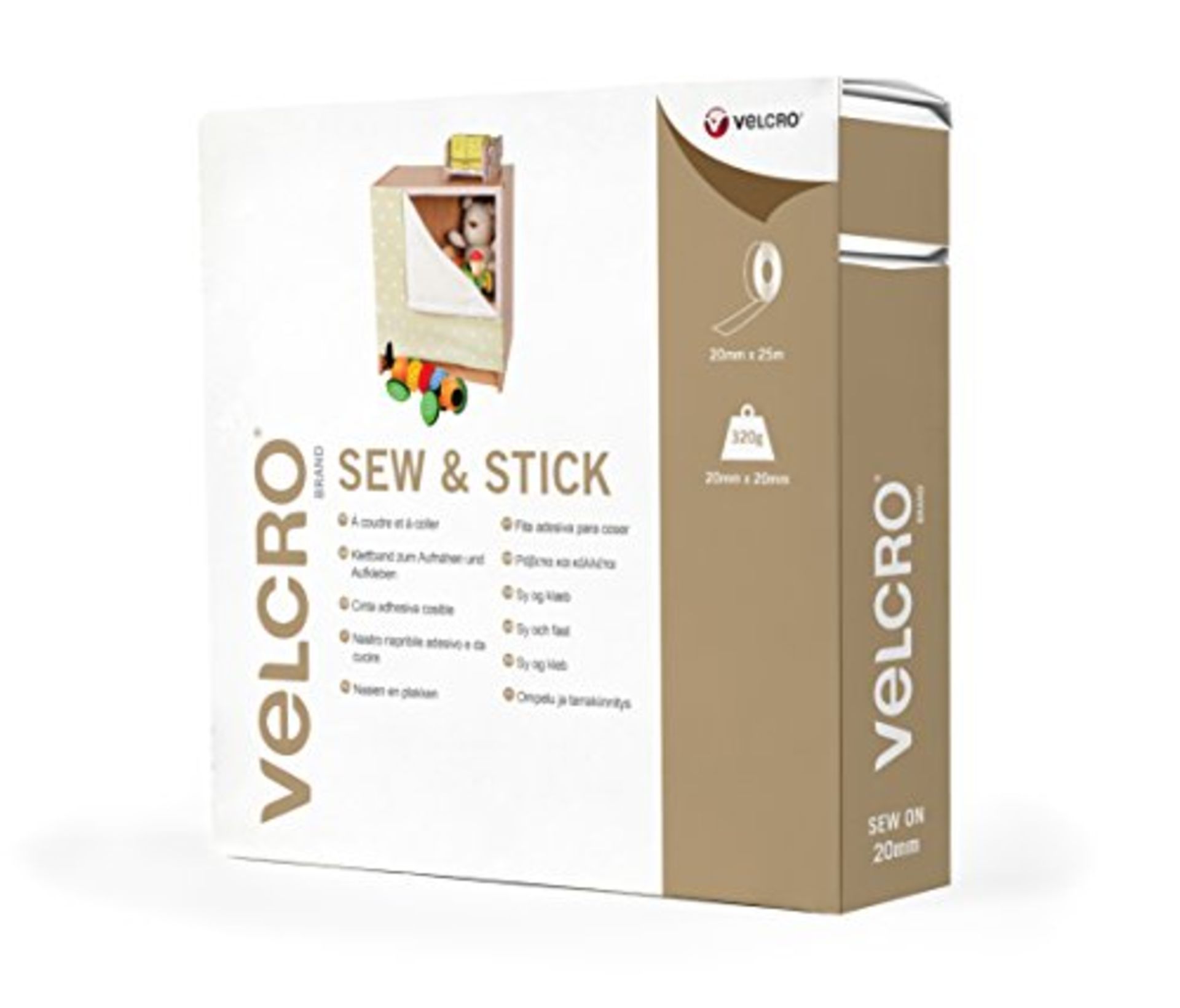 VELCRO® Brand | Sew & Stick Fabric Tape | Cut-to-Length Strong Hook & Loop Self Adhes