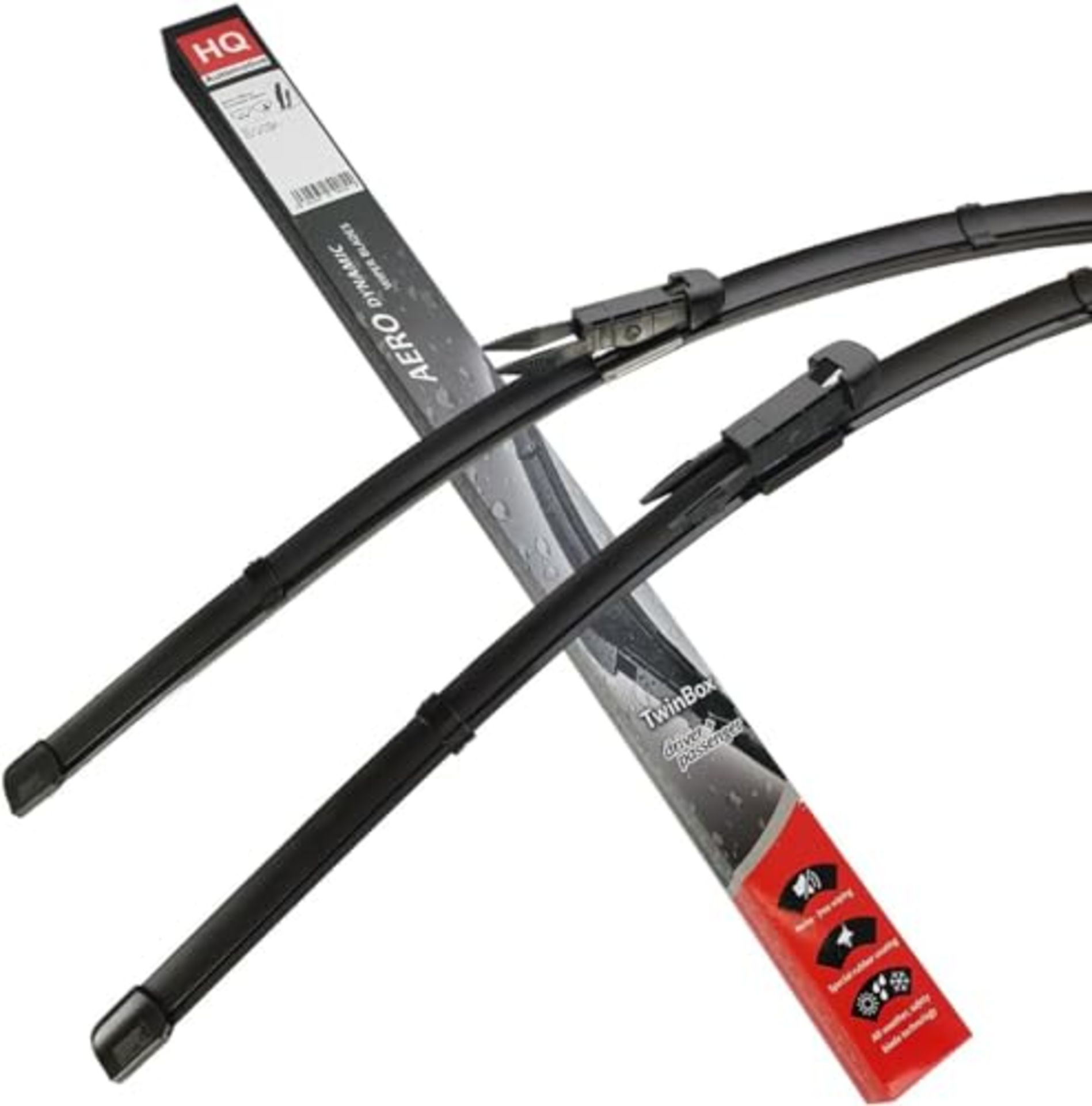 Set of Front Frameless Flat Aero Wiper Blades HQ Automotive - AD91-423 Twin Box