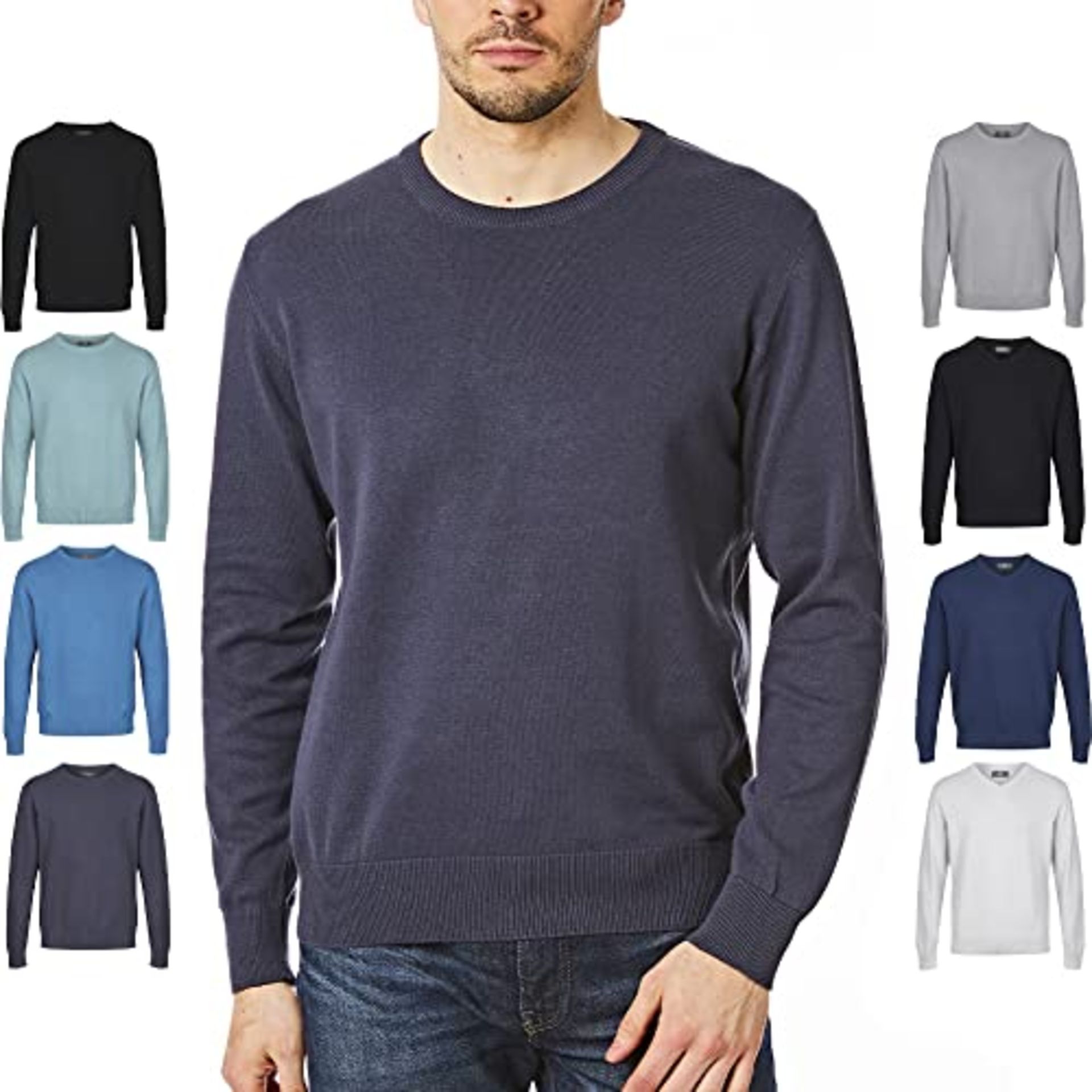 Castle Point Men's Castle Point Men's 100% Cotton Jumper Pullover Sweater, Navy, M UK